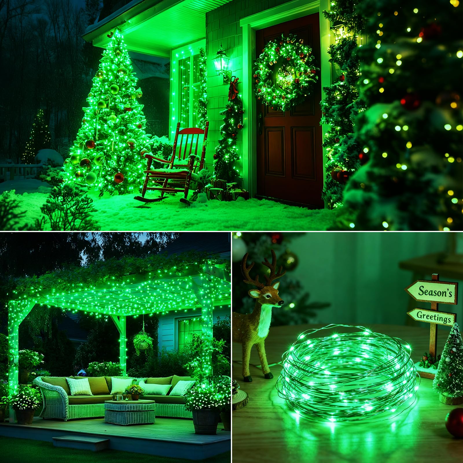 Brightever Outdoor Solar String Lights Waterproof  2-Pack Total 80Ft 200Led Solar Fairy Lights For Outside With 8 Lighting Modes  Solar Twinkle Lights For Yard  Christmas  Party (Green)