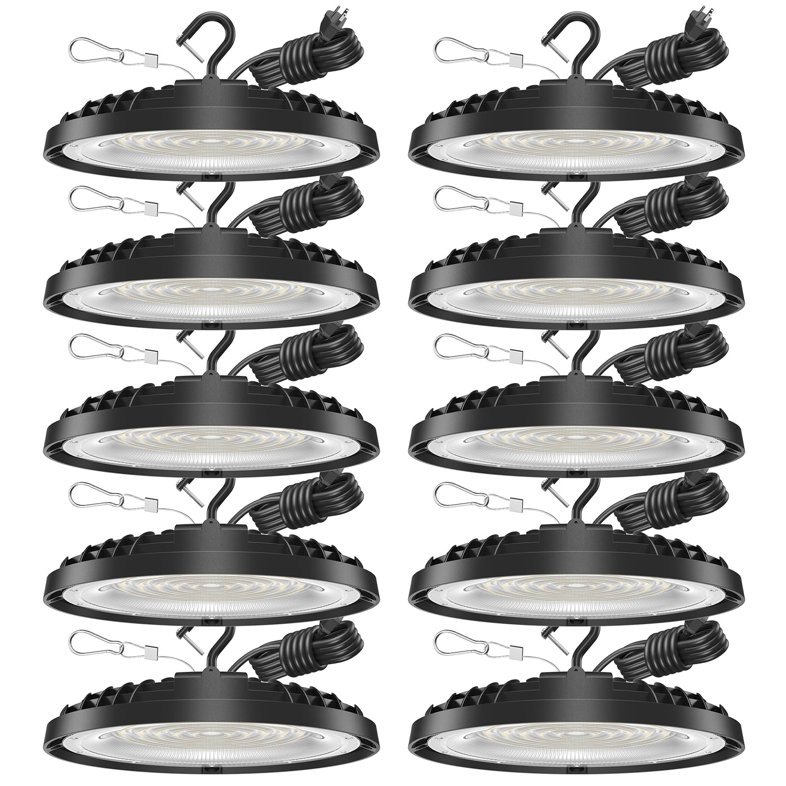Flakeeper 150W UFO LED High Bay Light, 21,000LM LED Shop Lights Fixture with US Plug 5ft Cable, 5000K, 120VAC, Plug & Play Light