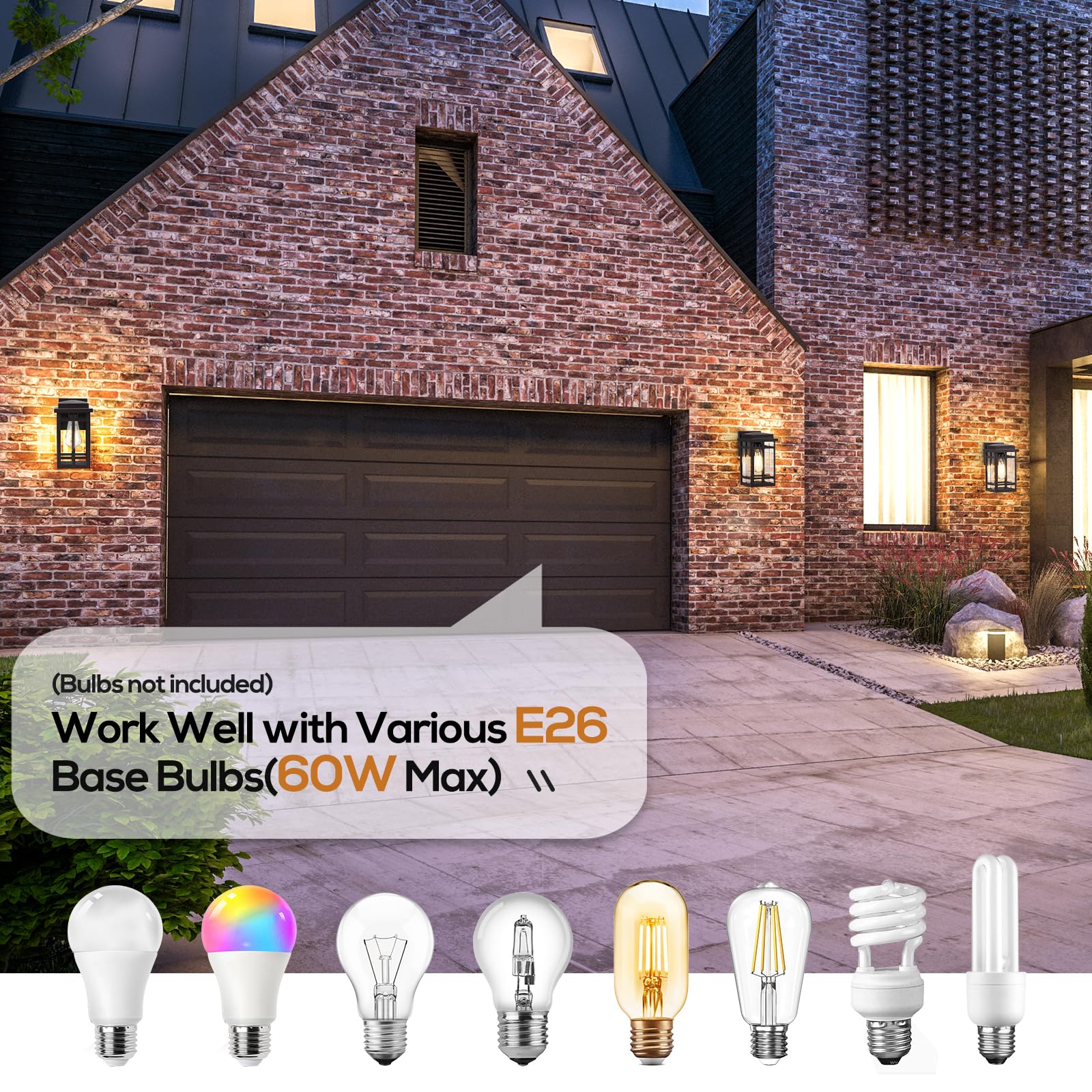 9.76'' Outdoor Wall Light Fixtures 2 Packs, Waterproof Porch Lights Wall Lanterns, Exterior Modern Matte Brown Wall Mount Lighti