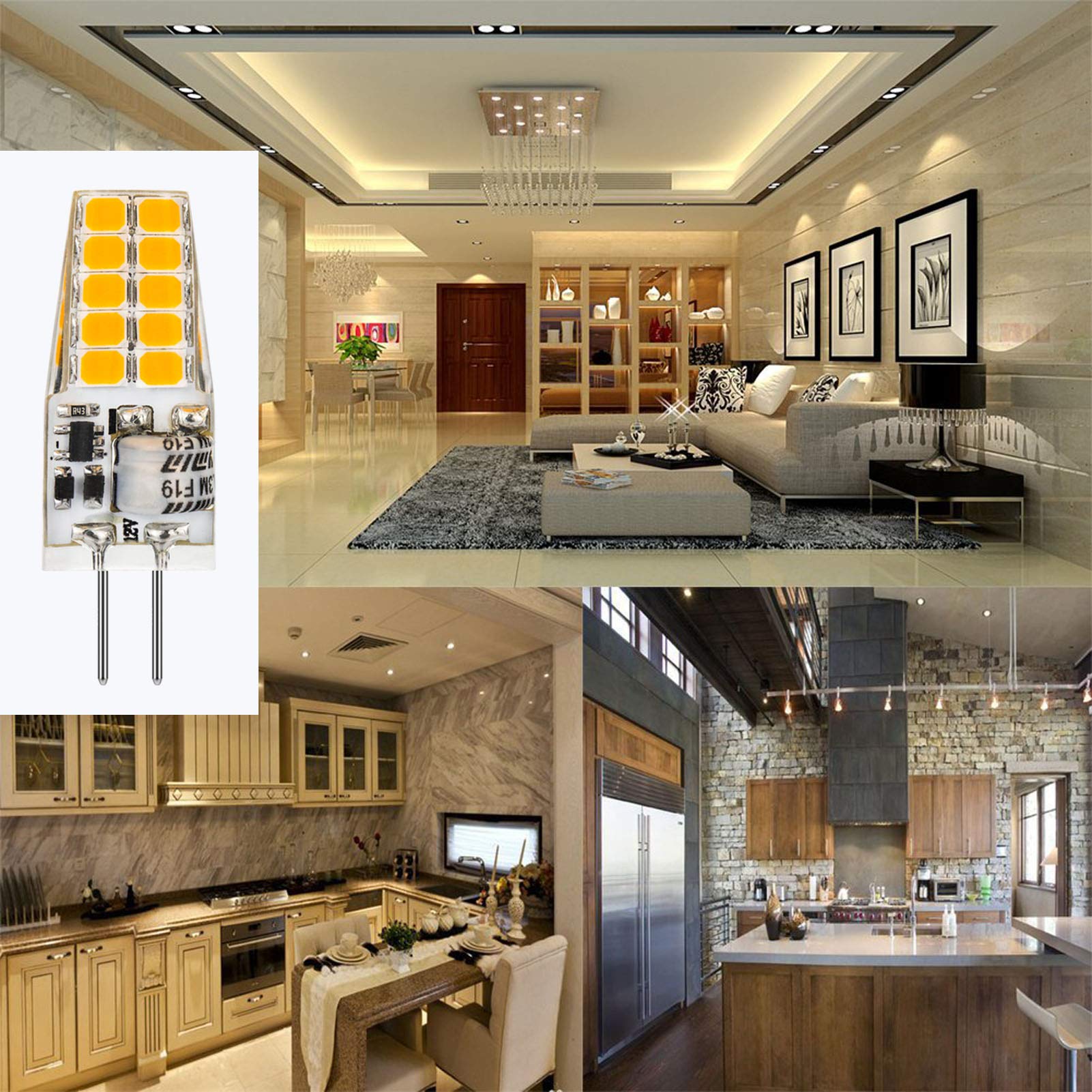 Baoming G4 Led Bulb 12V 3.5W Jc Bi-Pin Base, 20W-35W T3 G4 Halogen Equivalent, 2700K Soft Warm White, No-Flicker 350Lm, Chandeli