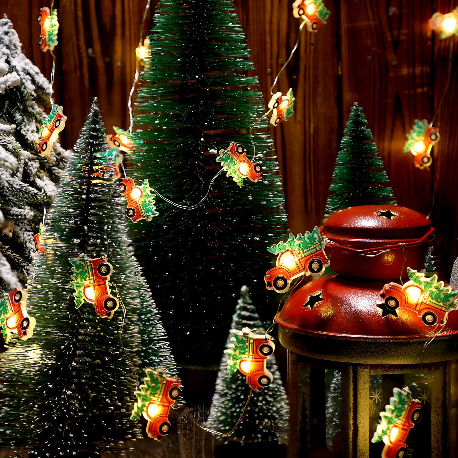 Mudder Christmas Red Truck String Lights 9.8 Feet 30 LEDs Red Twinkle Fairy Lights Christmas Tree Battery Operated Xmas LED for