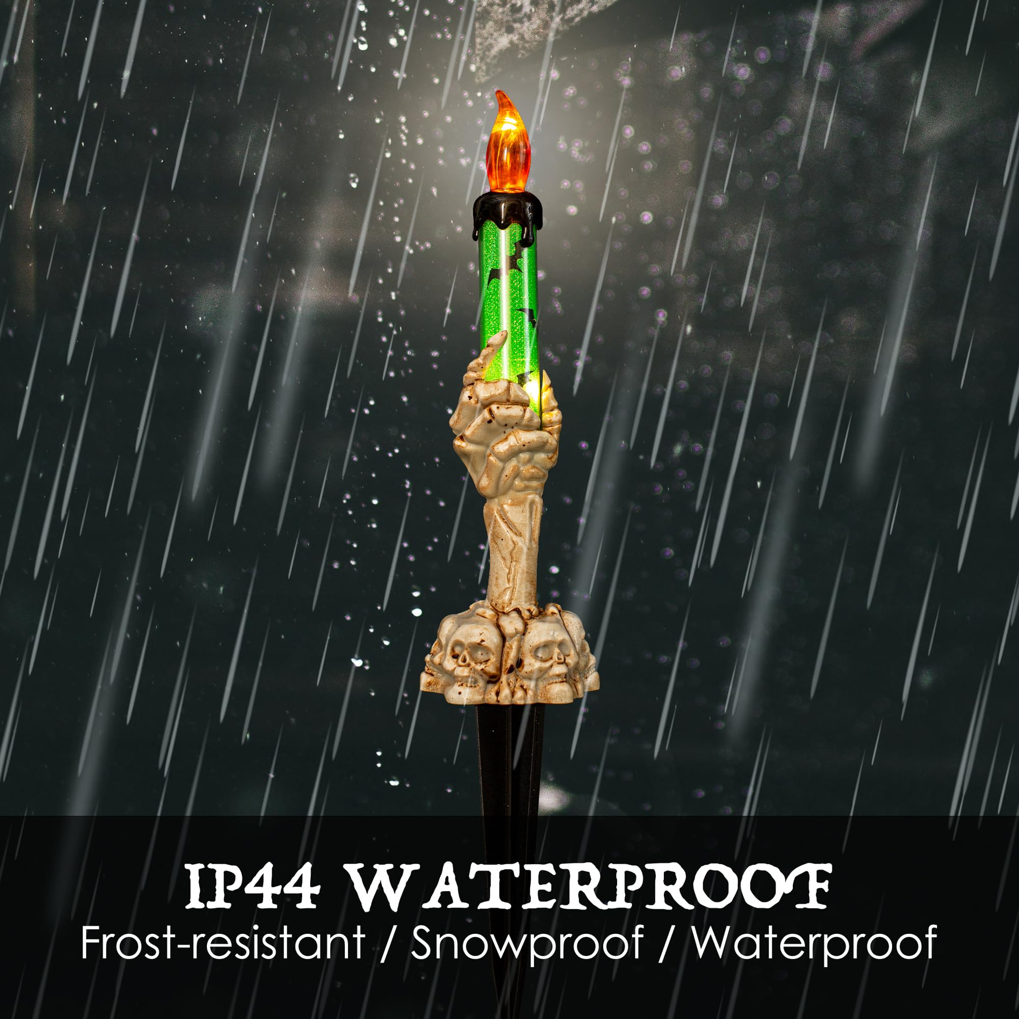 Lusharbor Halloween Decorations, 5 Pack Halloween Solar Skeleton Candles Waterproof Ghost Hands Solar Garden Lights, Halloween S