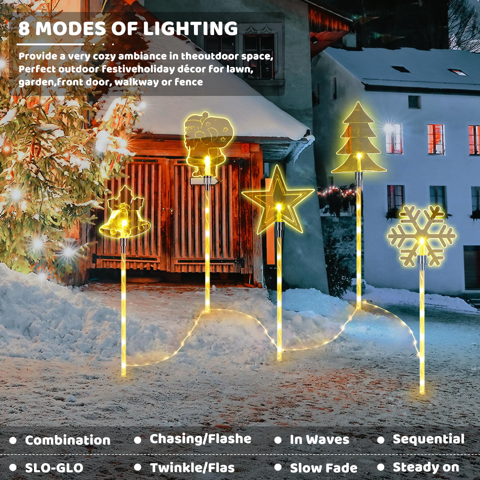 10 Pack Christmas Landscape Lights Outdoor Decorations, Snowflakes Waterproof Pathway Lights With Stakes, Led Night Lights For O