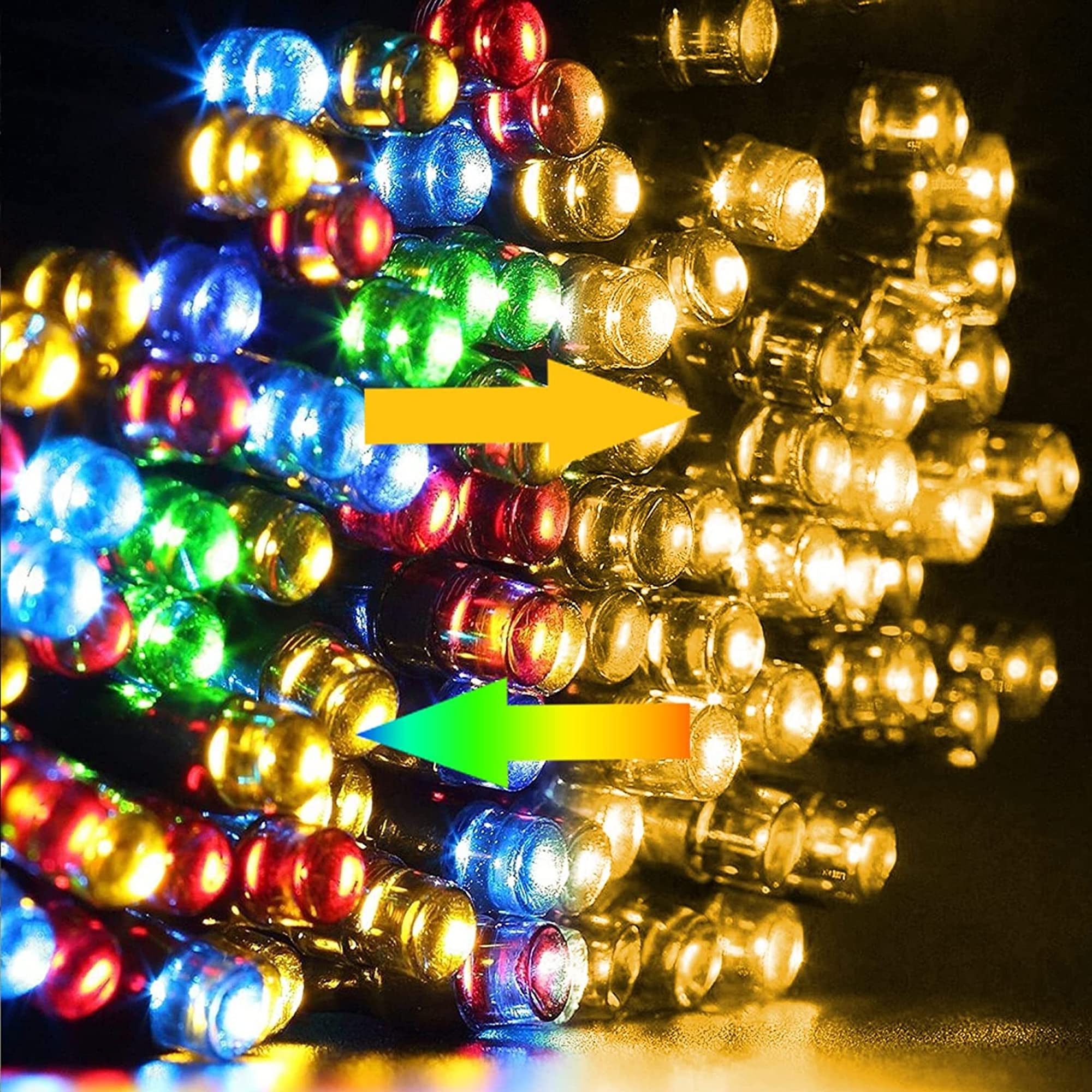 Dazzle Bright 300 LED Color Changing Christmas Lights, Warm White & Multi, Waterproof, 11 Function, Indoor/Outdoor Decor, Model HB-300COI