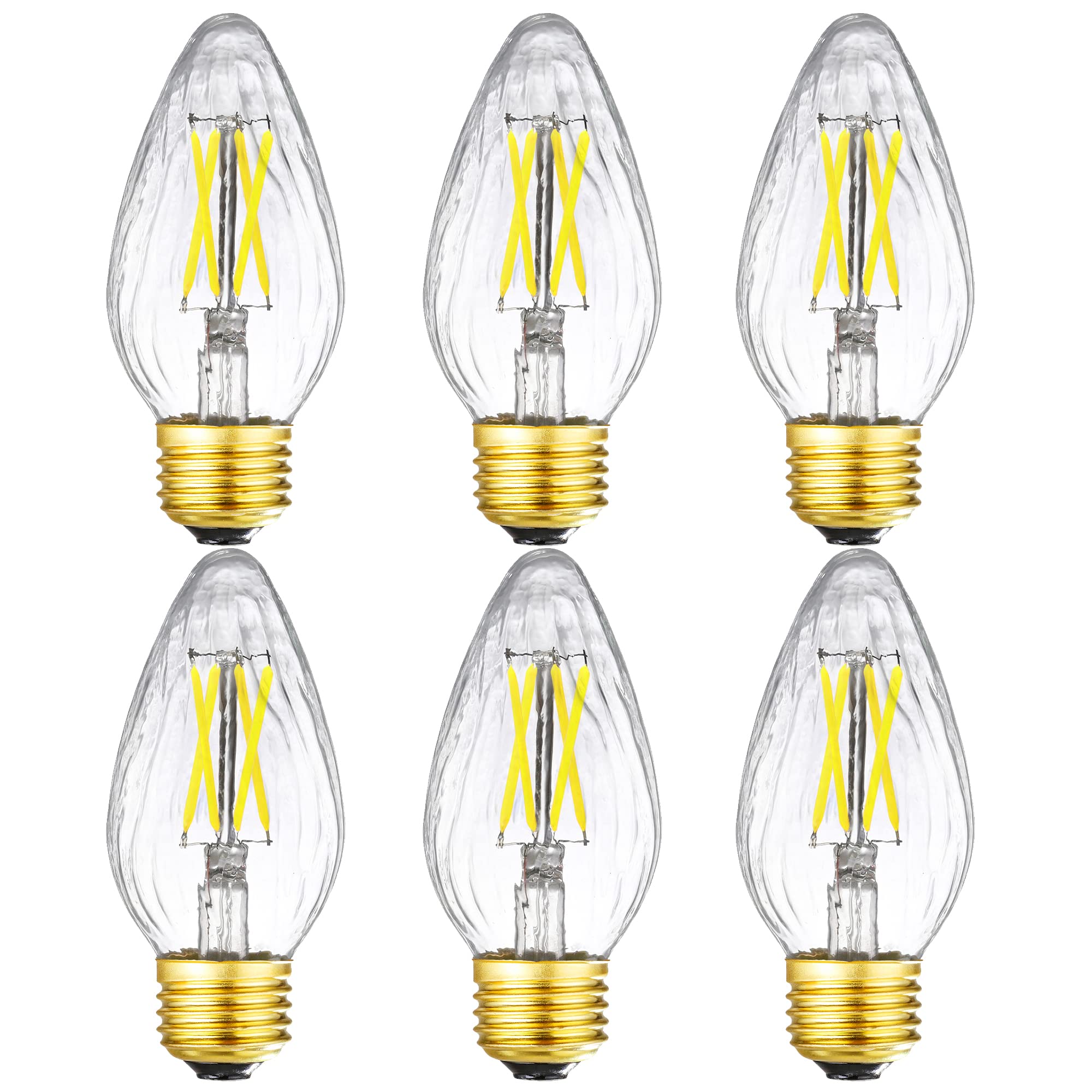 Leools E26 Edison Bulb 6W Equivalent E26 Led Bulb 60 Watt Dimmable 4000K E26 Light Bulb Ac120V Neutral White 600Lm Flame Wrinkle