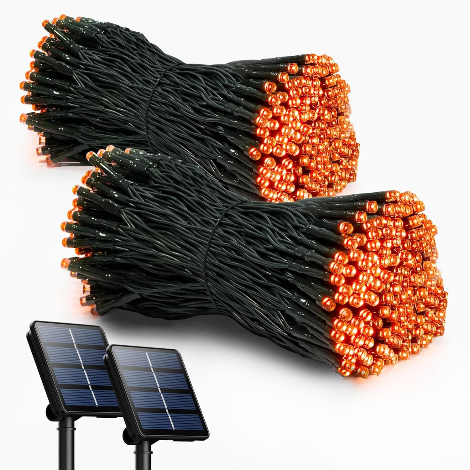 Selarlyt 2 Pack Solar String Lights, 200 LED, 72FT, 8 Lighting Modes, Waterproof, Orange, for Garden, Patio, Balcony, Party