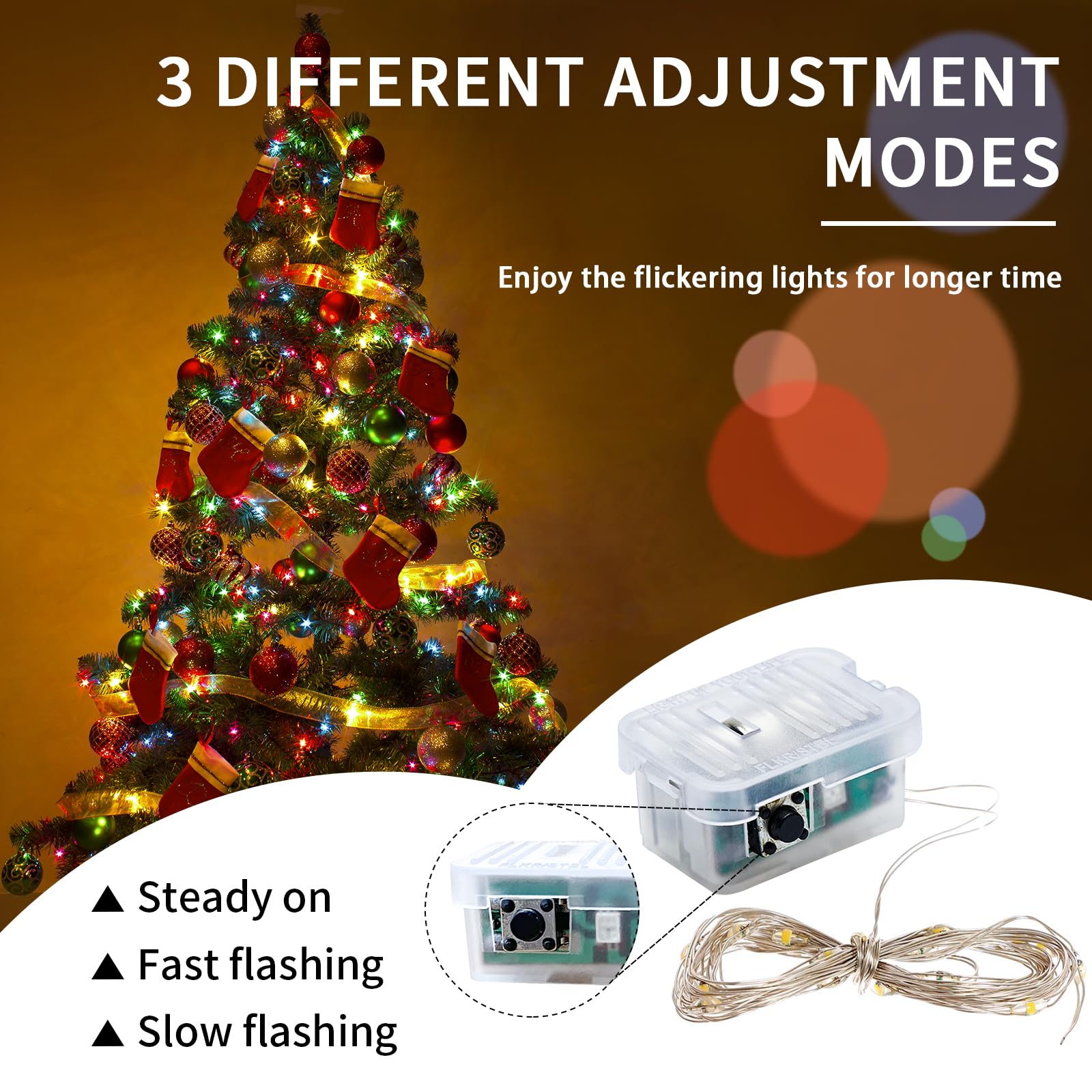 chzk Fairy Lights 20 LED Twinkle String Lights 7Ft Battery Operated Waterproof Multicolor A01-Mini 50 Pack
