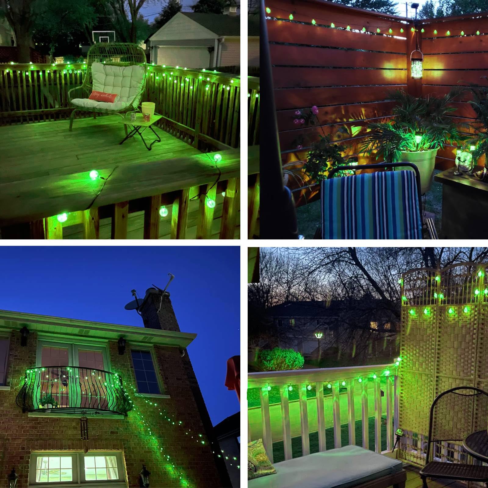 LORRYTE 2-Pack Solar String Lights, 100 LED, Waterproof, 64FT, Crystal Globe, Green, Model SSLGW