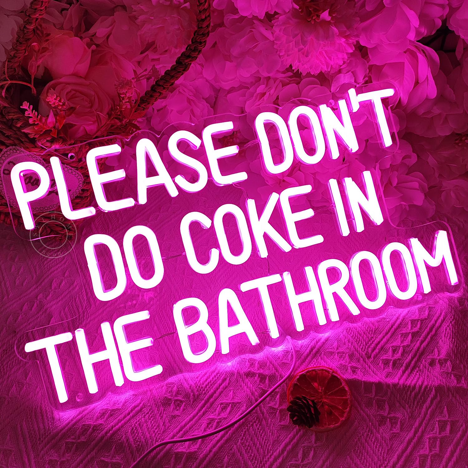 SYLHOME Neon Light Sign for Game Room, Bedroom, Bar, USB, 16.9in x 9.2in, Pink Please Dont Do Coke, Acrylic and Glass Decor