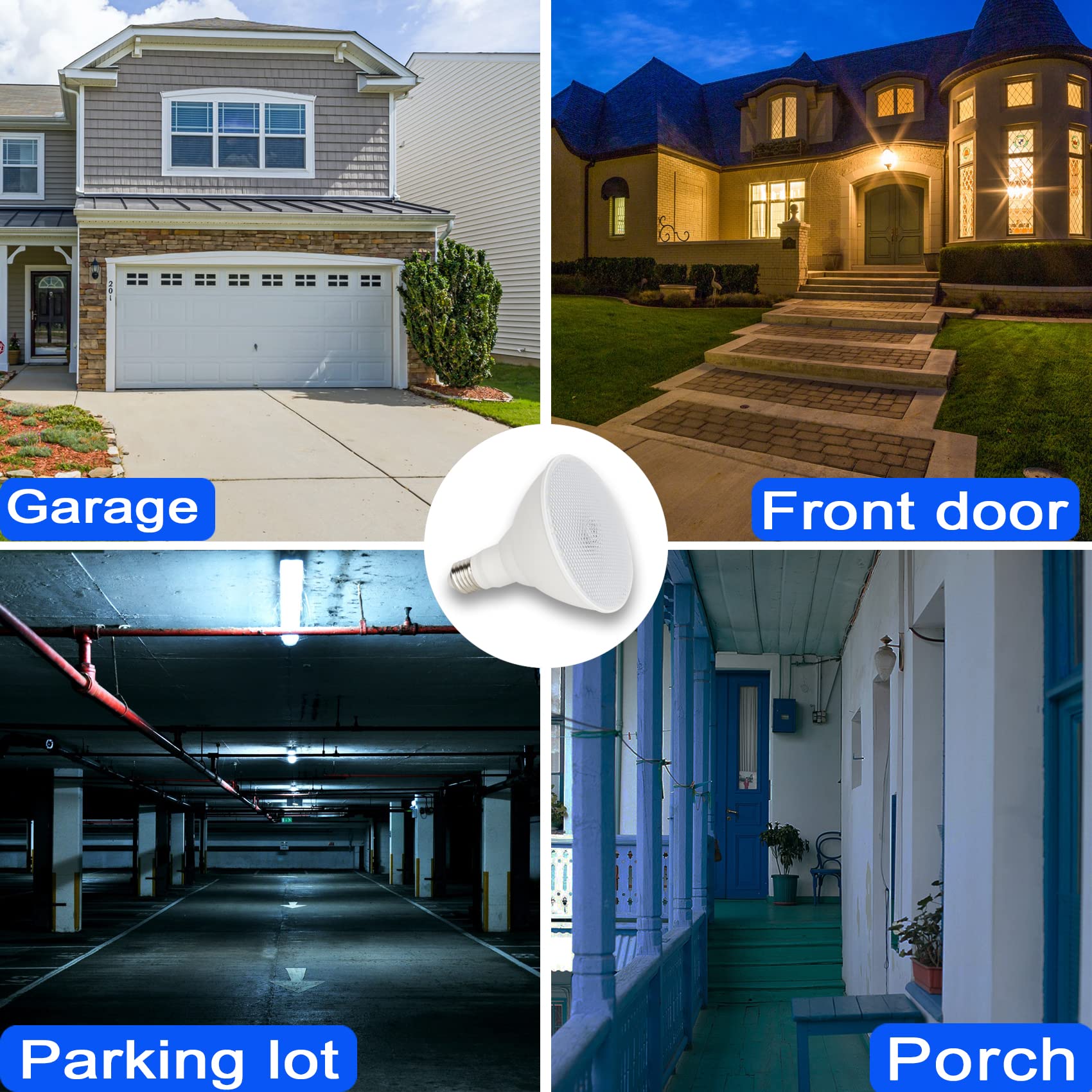 Radar Motion Sensor Outdoor Flood Light Bulbs, Dusk To Dawn Led Security Light E26 Base Par38 Motion Activated 5000K Daylight, 1