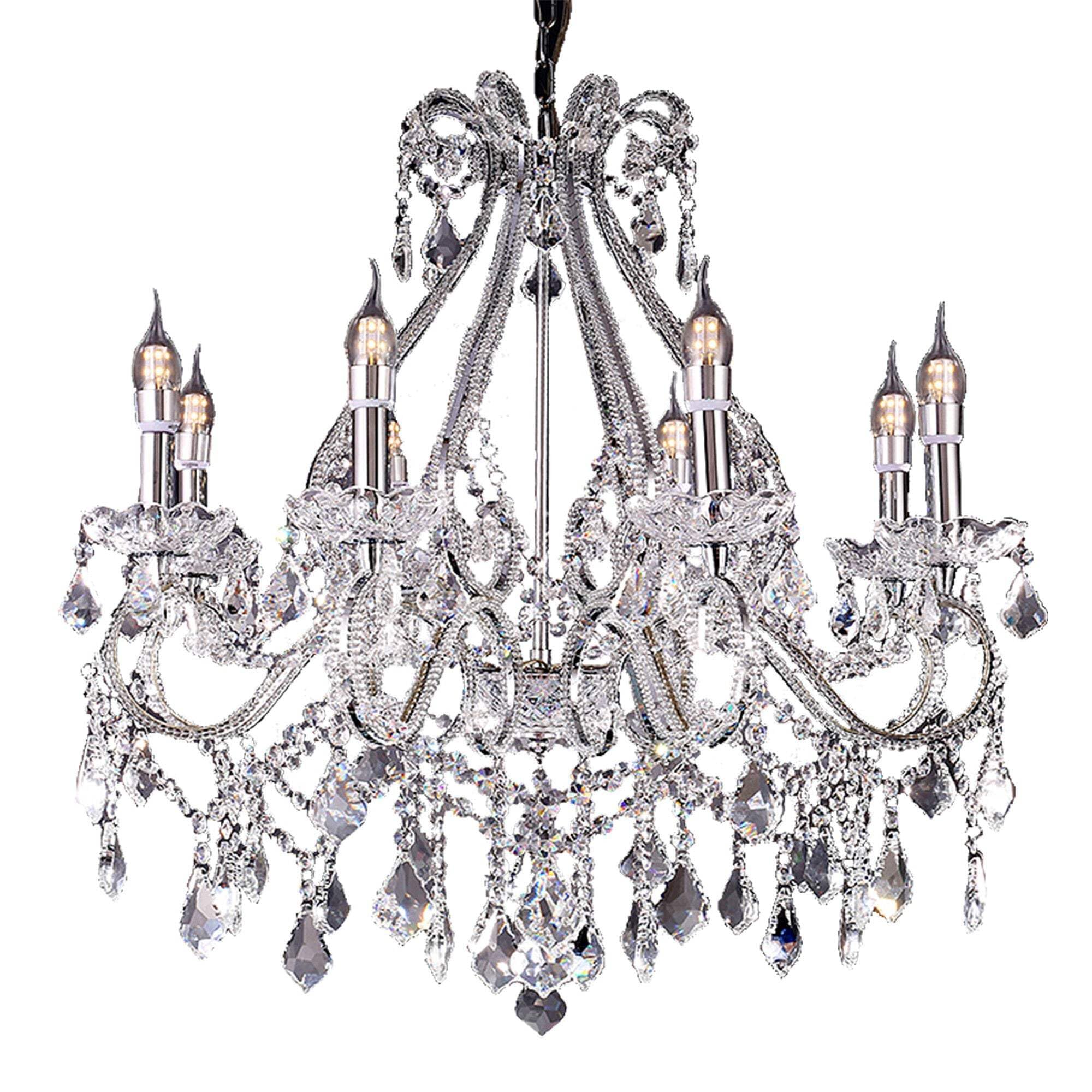 HomeRoots LED Ceiling Light, Eight Light, Candle Style, Transparent Glass, Model 468888