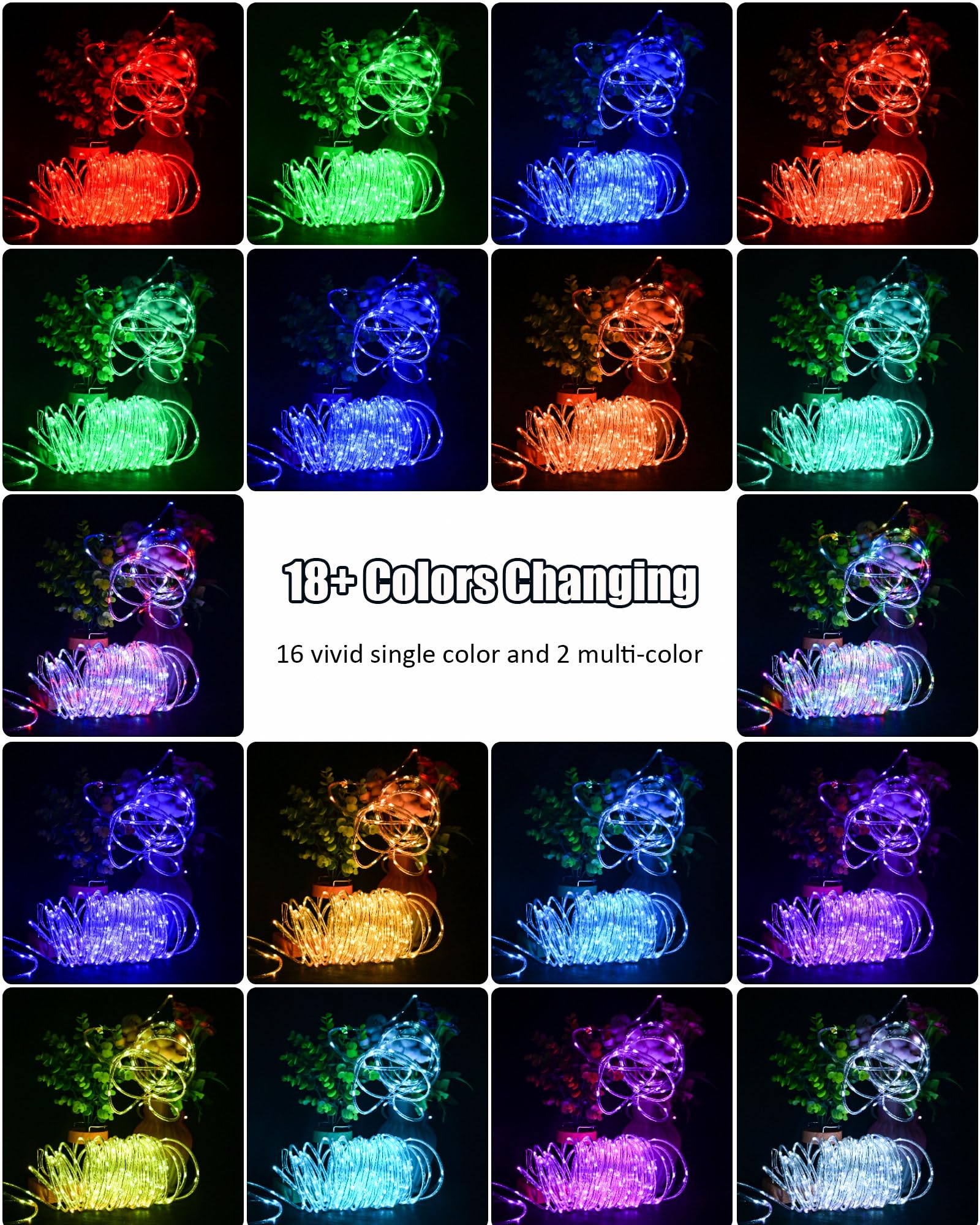 Hahome 66Ft Led Rope Lights - 16 Color Changing Waterproof String Lights With Remotes