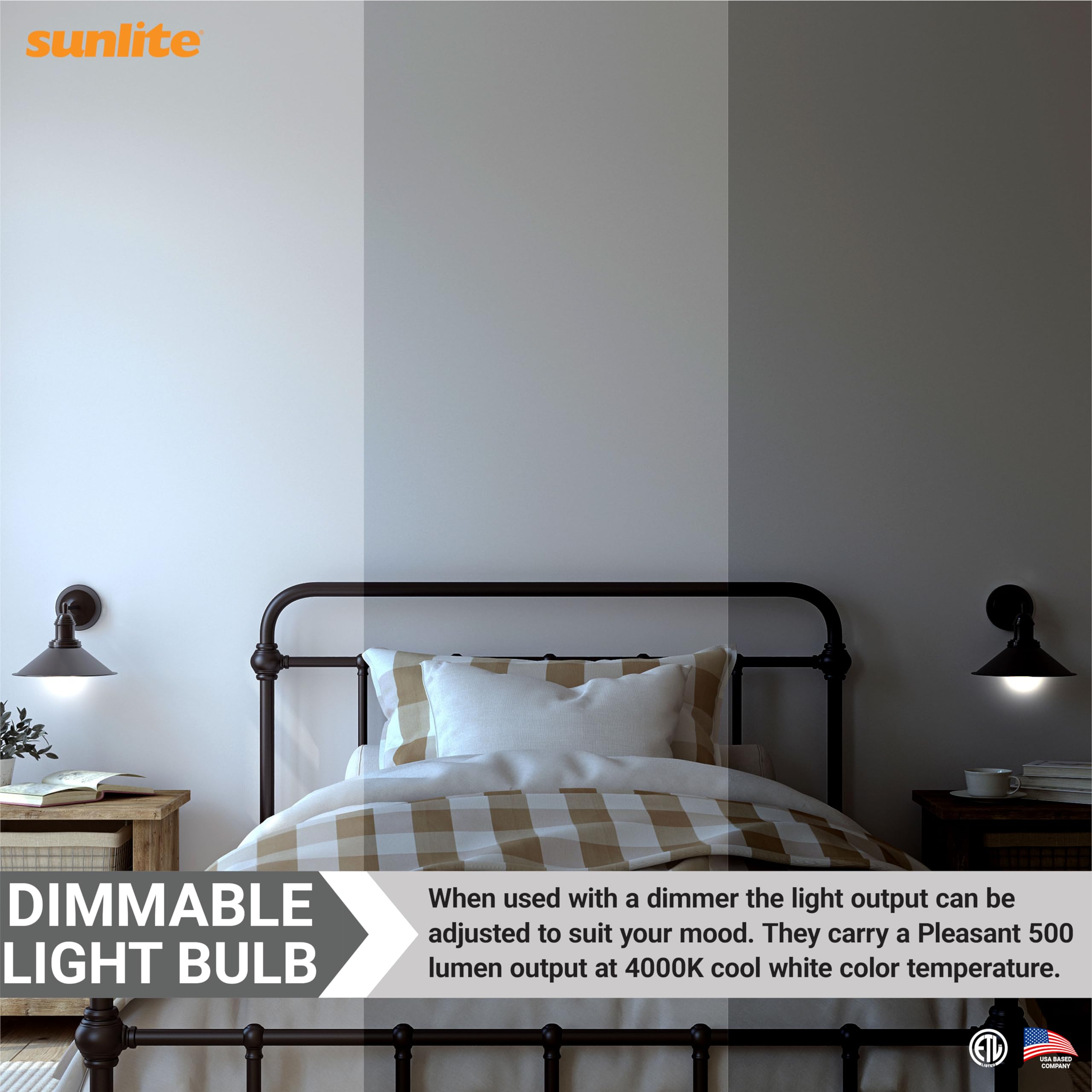 Sunlite G16.5 Light Bulb Led, 7 Watts (60W Equiv.), 500 Lumens, Dimmable, Type G Globe Shape E12 Candelabra Base, Short Bulbs, V