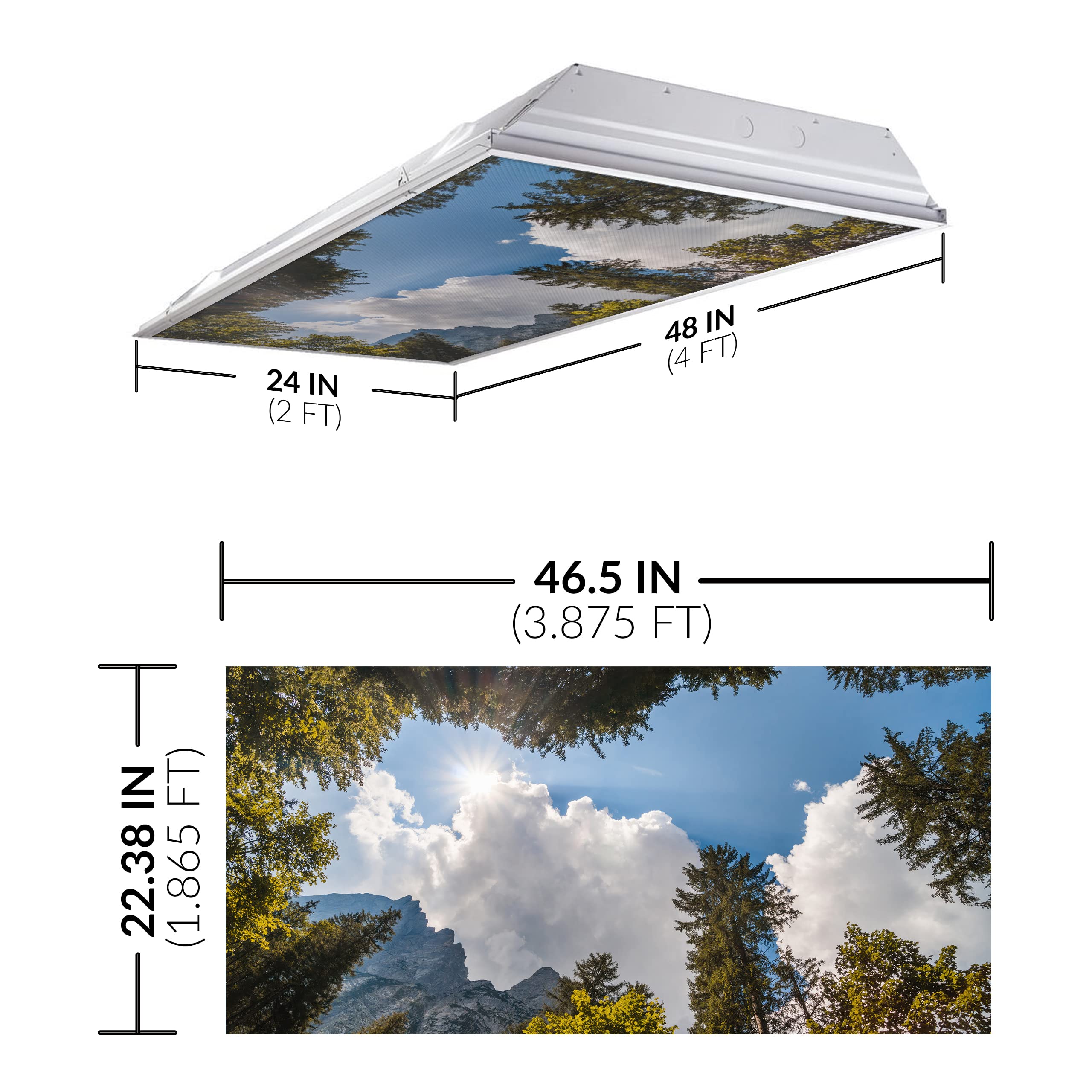OCTO LIGHTS Fluorescent Light Cover enhanced Backlit Film Insert 2x4in 10pk Tree Mountain Sky