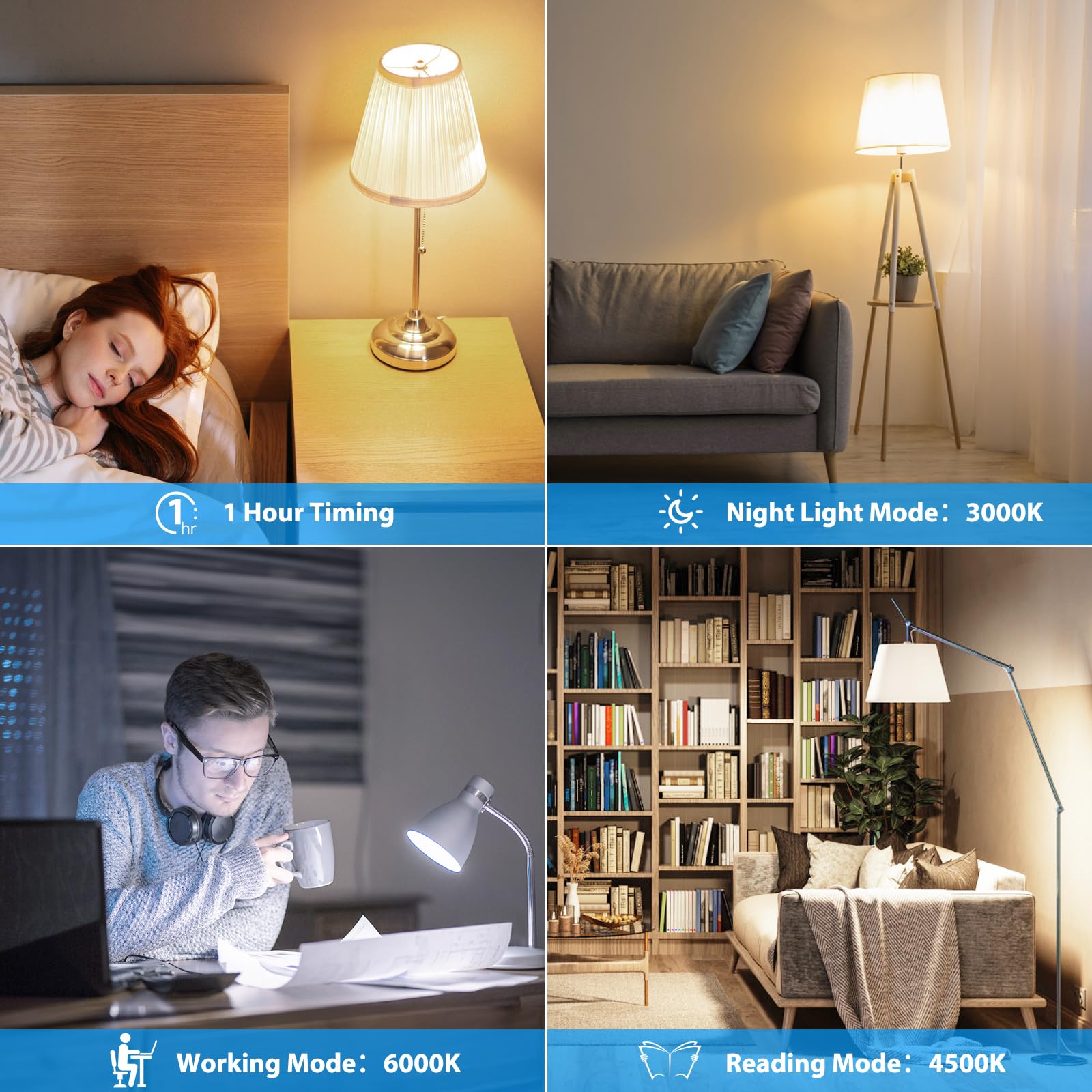 Tobusa A19 Led Light Bulbs With Remote, 9W Led Bulbs 60W Equivalent, 3000K-6000K Dimmable Bulbs With E26 Base, 900 Lumens Light