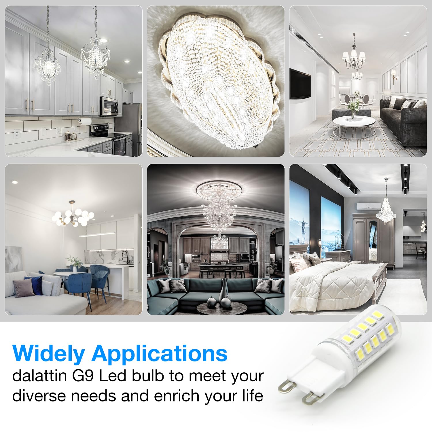 Dalattin G9 Led Light Bulbs,4W Equivalent 40 Watt,Replacement T4 G9 Halogen Bulb,450Lm, Non-Dimmable, Energy Saving Lights For C