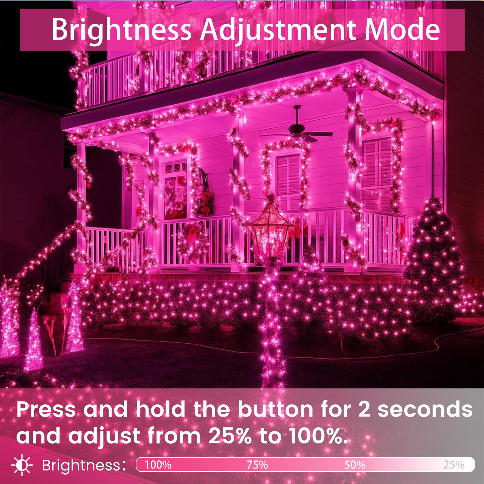 SANJICHA 200 LED Extra-Long 66FT Pink String Lights, Waterproof Fairy Lights for Indoor/Outdoor Decoration, Model MLS-D29V6WUC-O