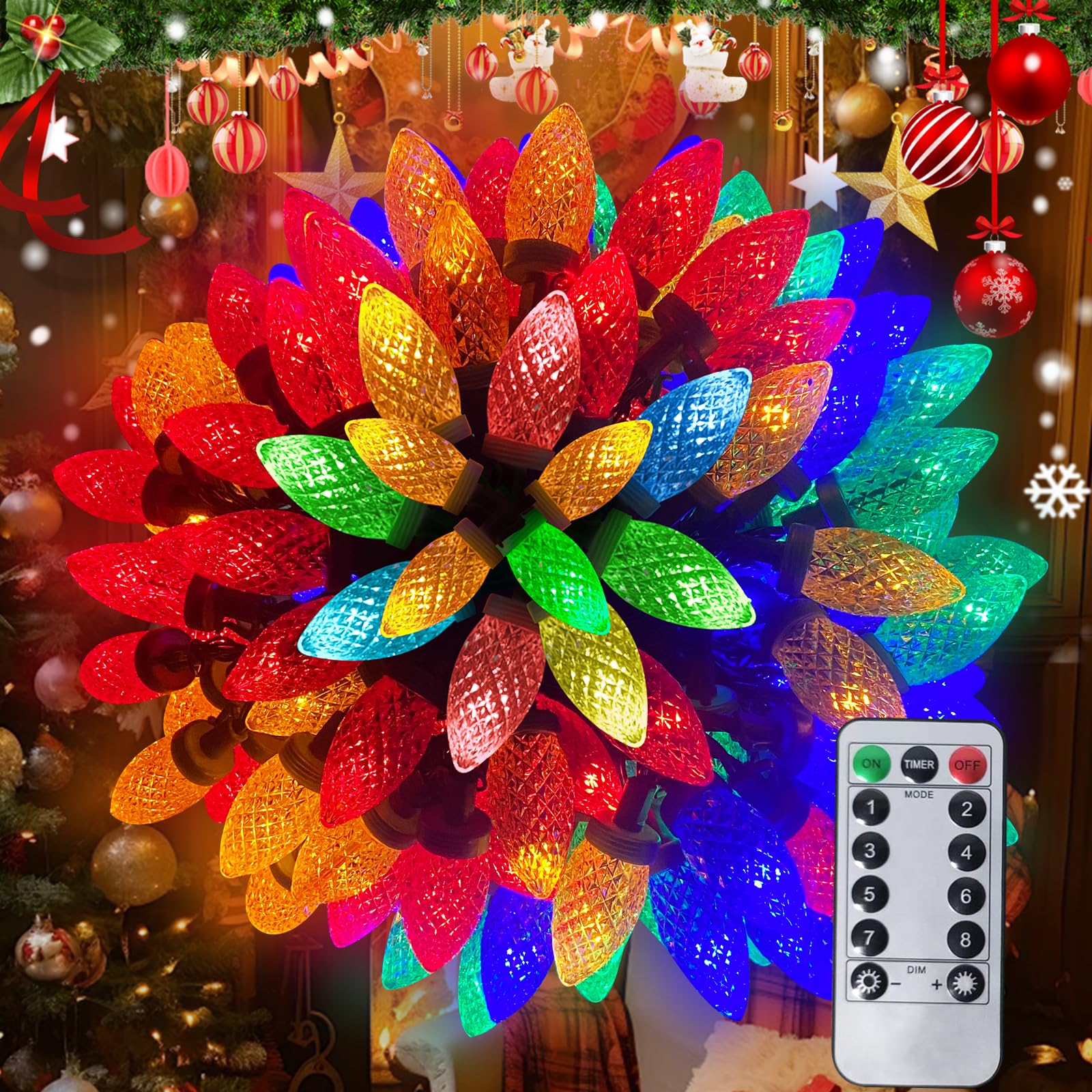Liyuanq 120 Led C9 Christmas Lights,Outdoor String Lights,Christmas Light Decor With 8 Modes Waterproof,Suitable For Indoor And