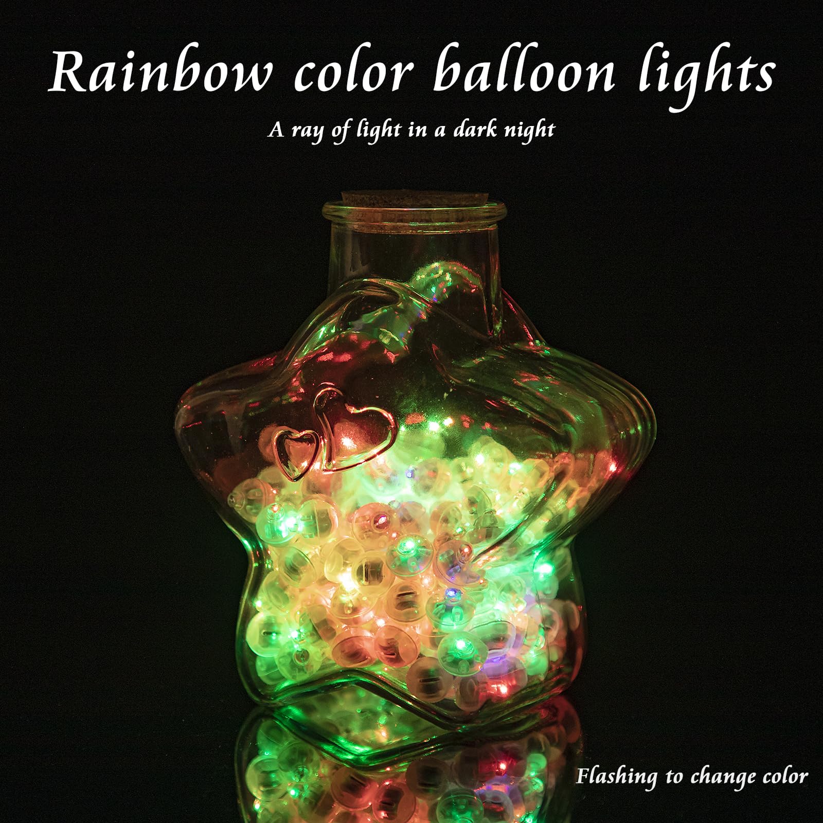 Chzk 100Pcs Flash Colorful Balloon Lights Mini Led Lights Round Long Standby Time Ball Light Paper Lantern Balloons Lights For Birthday Party Christmas Halloween Decoration (Rainbow, 100Pcs With Hook)