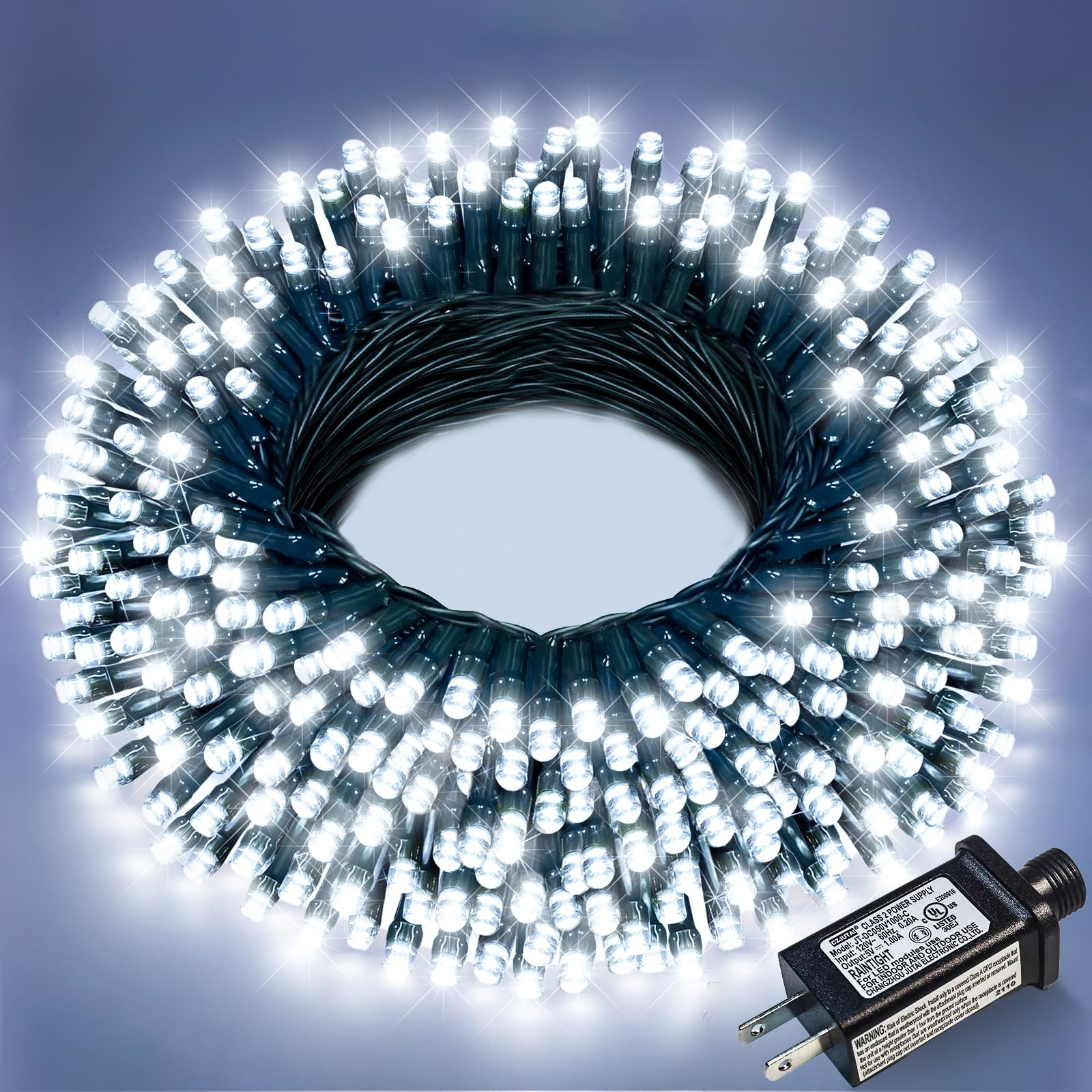 Christmas Lights Outdoor  66FT 200 LED Christmas Tree Lights with 8 Modes Waterproof  Plug in Green Wire Connectable Twinkle String Light for Indoor House Patio Wedding Party Decorations  White