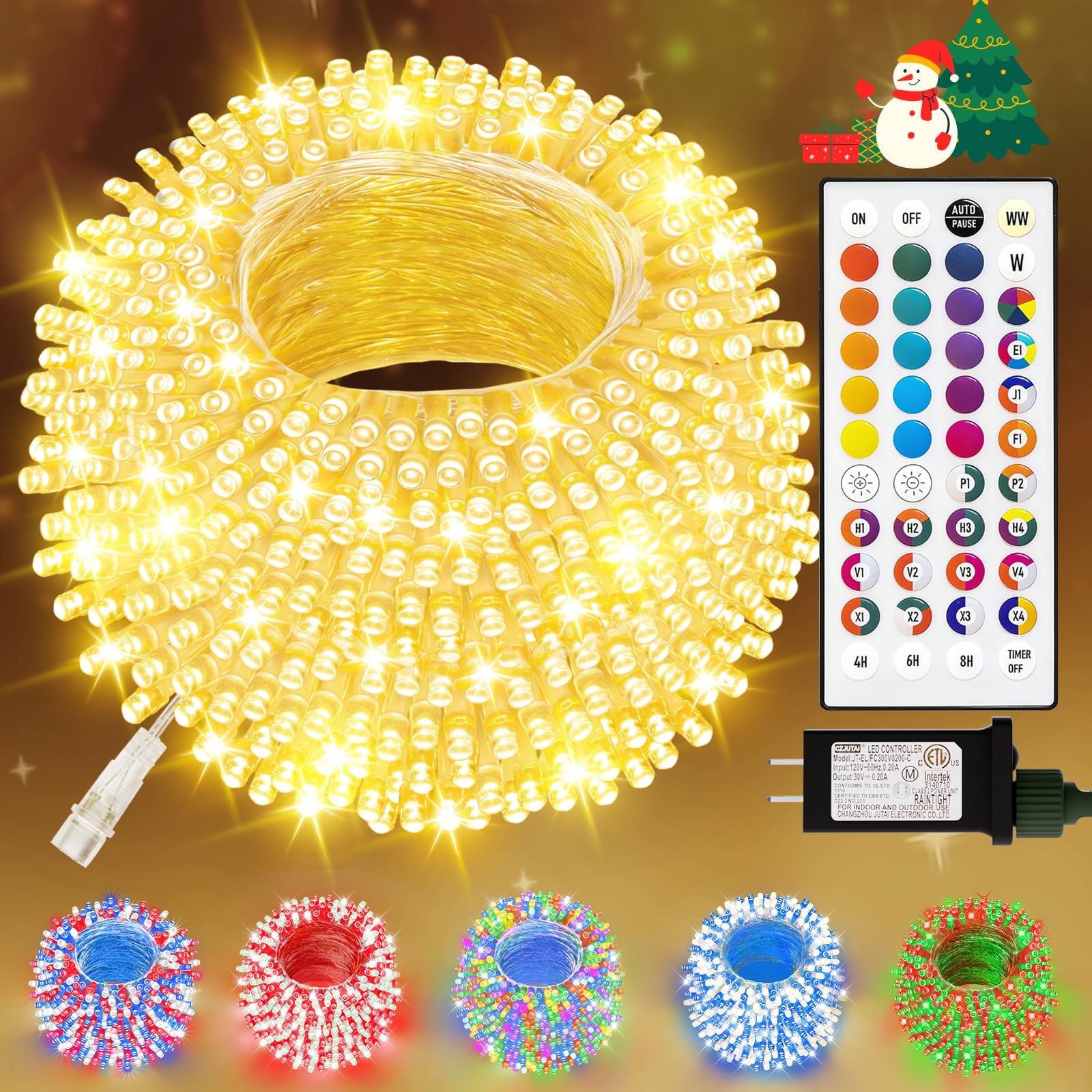 Lithome Color Changing Christmas String Lights  35 Colors 66Ft 200 Led Christmas Lights Outdoor With Remote  Connectable Plug In Rgb String Light For Xmas Tree Indoor Outside Party Holiday Decoration