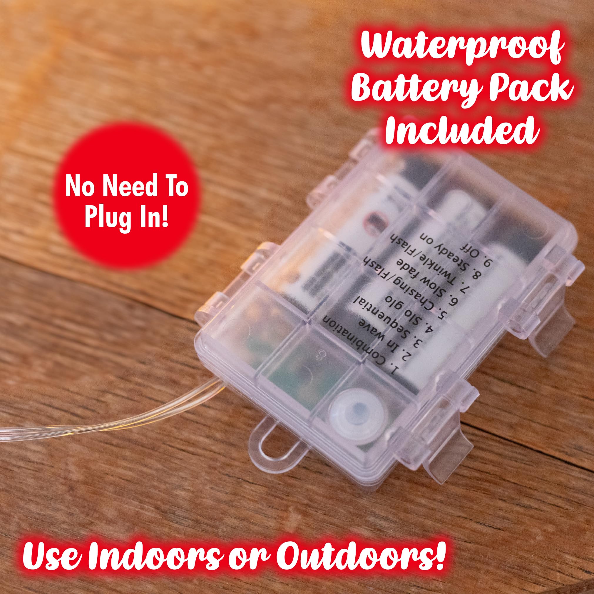 Valentines Day Red & White Heart 10ft String Lights- 2pk w 40 Total LED Fairy Lights- Easy to Hang & Battery Powered- 9 Differen