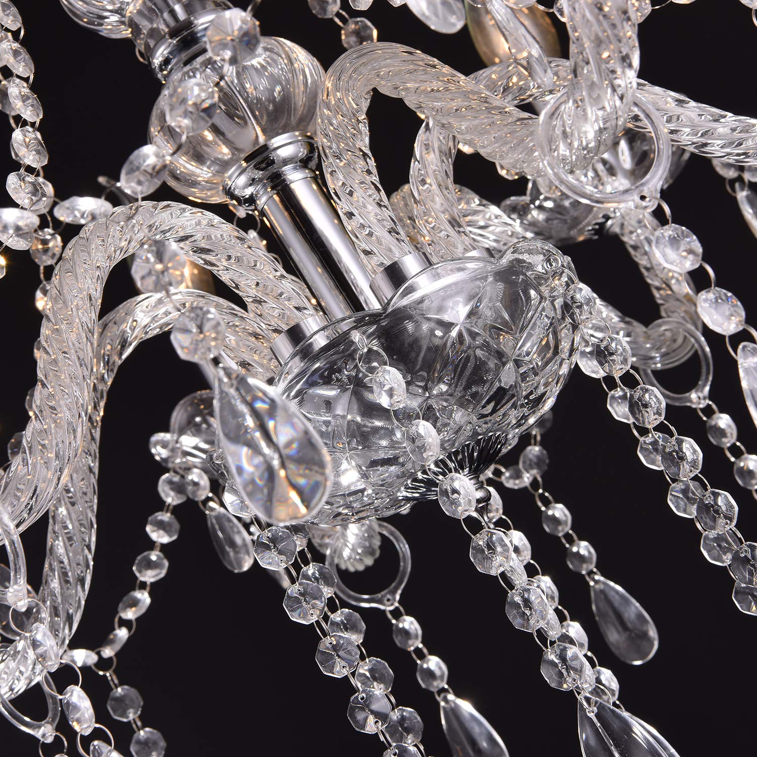 Baotree 12 Lights K9 Crystal Glass Chandelier Pendant Lighting European Style Transparent for Dining Living Room Bedroom