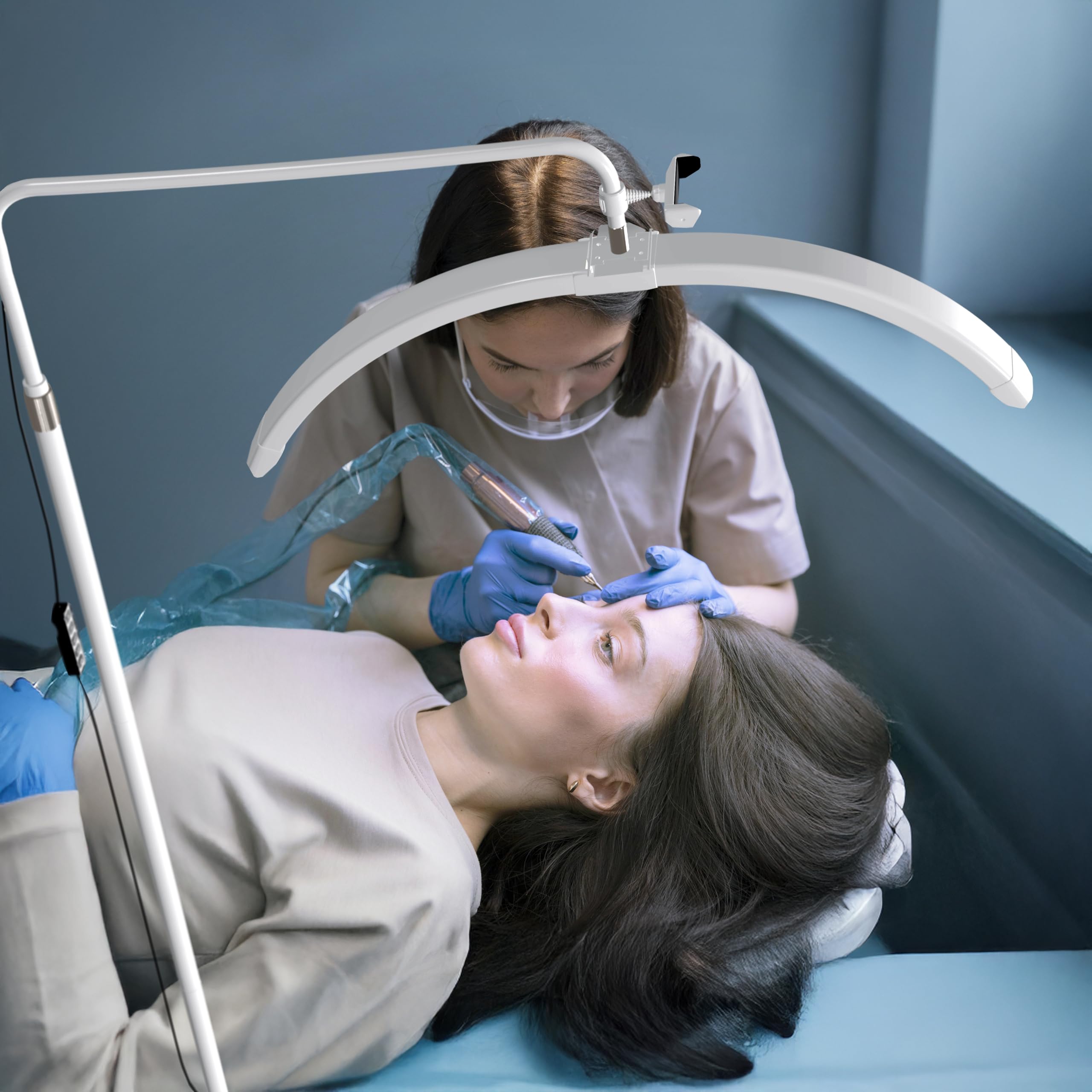 Hi_Friend 26 Inch Eyelash Led Floor Light, Half Moon Lamp For Eyelash Extension, Arched Lash Light, Esthetician Lighting For Bea