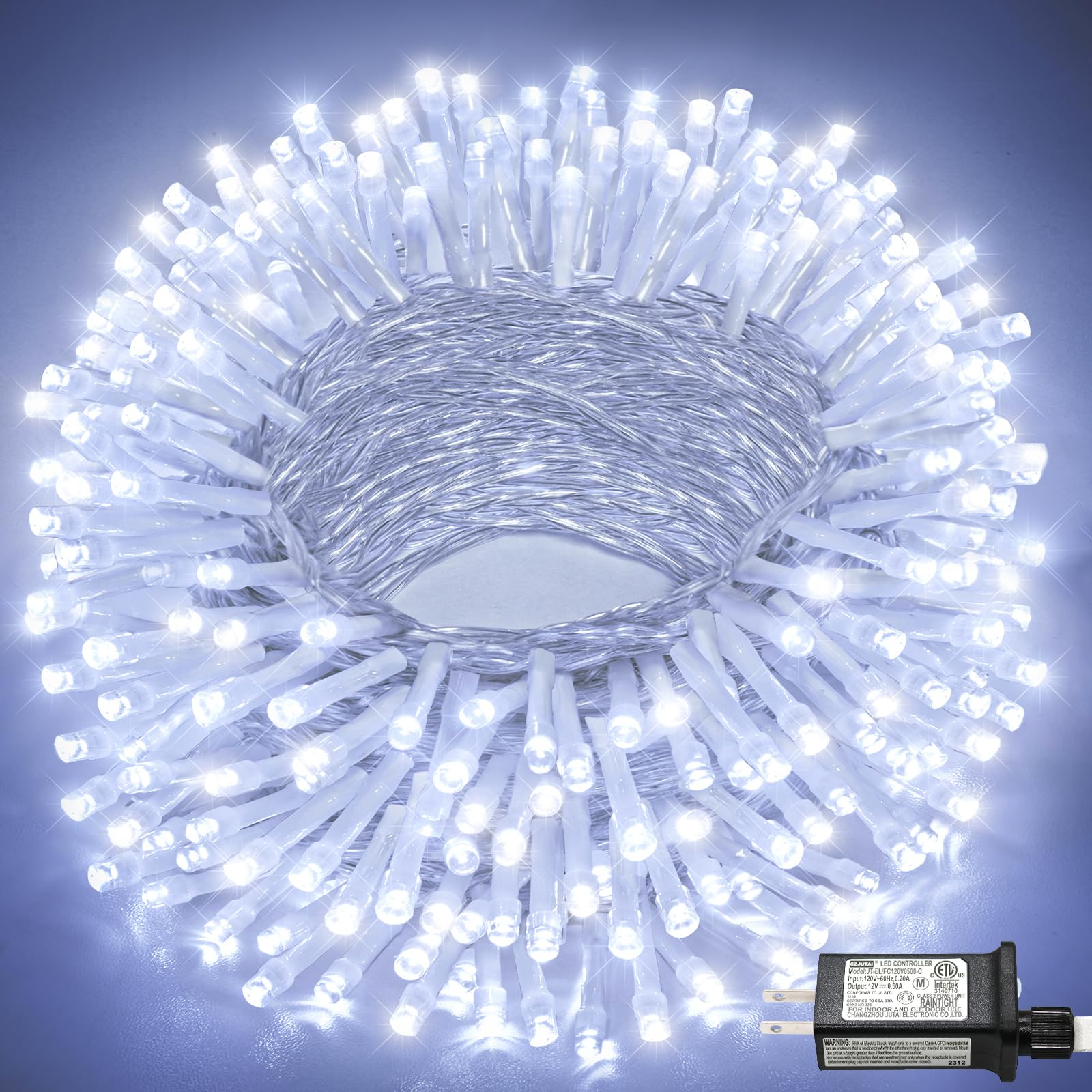 66FT 200 LED Christmas Lights Outdoor, White Christmas String Lights Indoor Waterproof with 8 Modes, Plug in Connectable Twinkle