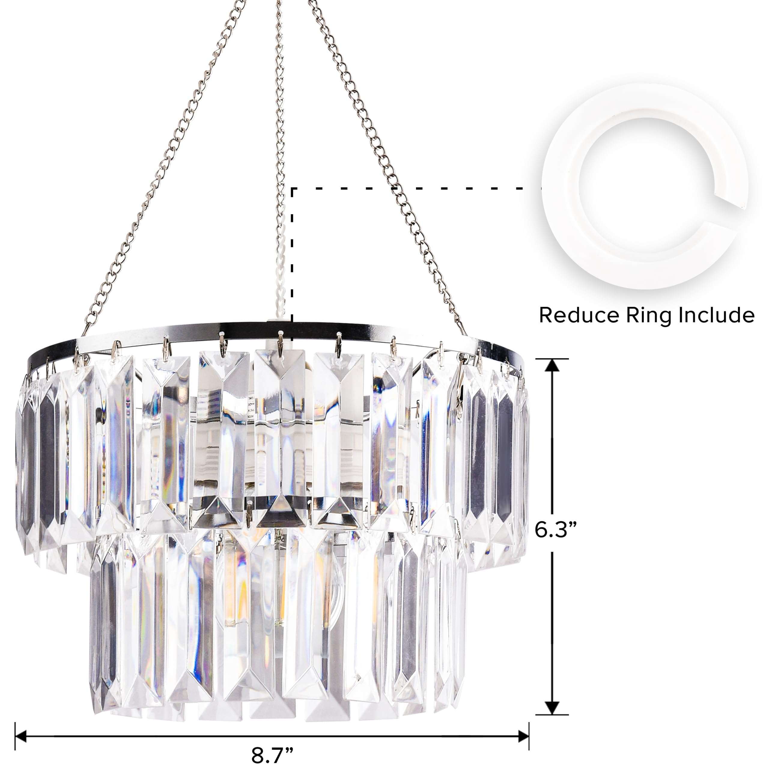 Papaya 2 Tiers Modern Acrylic Crystal Chandelier Shades Clear Crystals Lamp Shade Light Shade Decorative Pendant For Dining Room