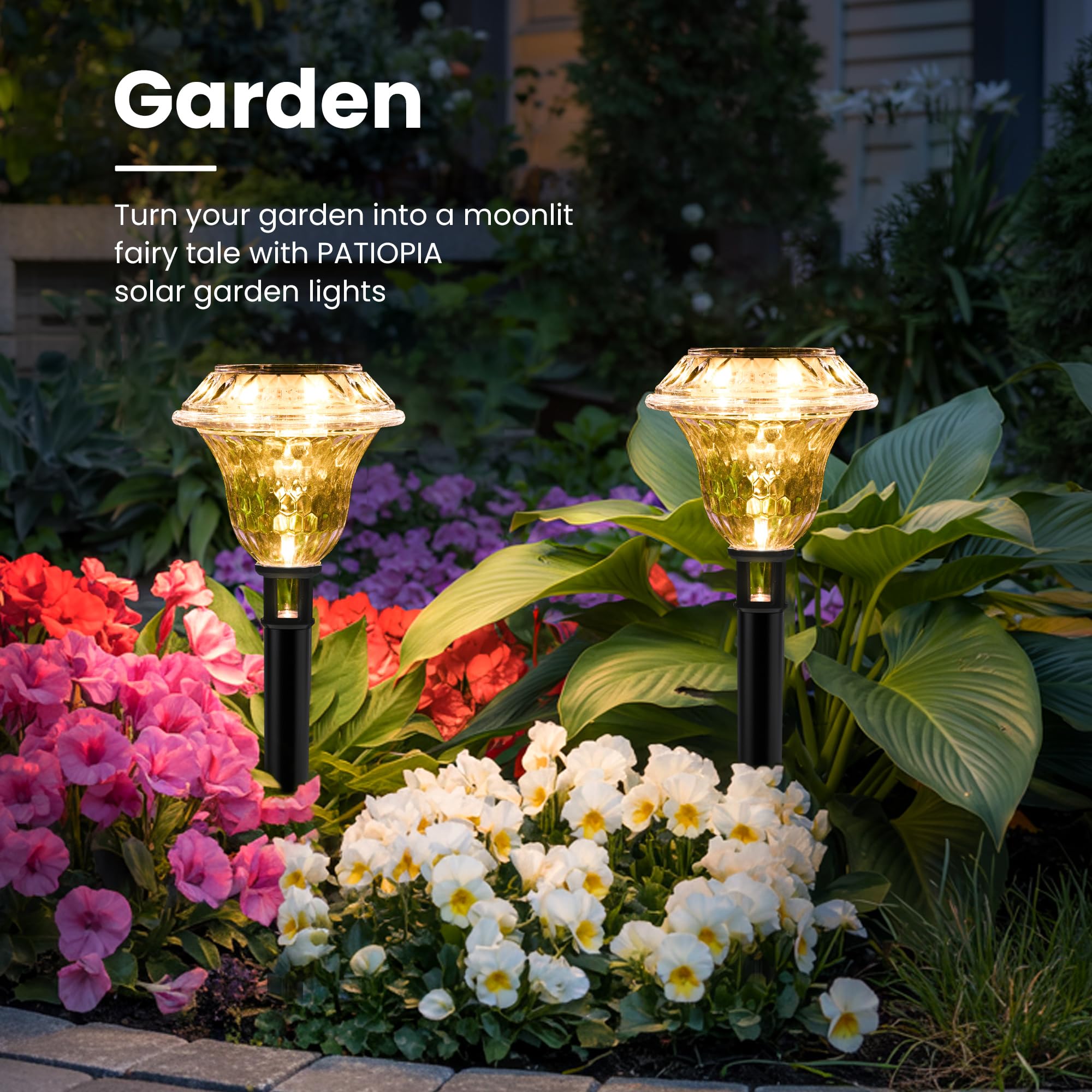 Patiopia Solar Pathway Lights Garden Decor For Yard  Solar Garden Lights For Outside Waterproof Landscape Lighting  Garden Decorative For Walkway  Driveway  Yard  Landscape  Lawn (6 Pack Warm White)