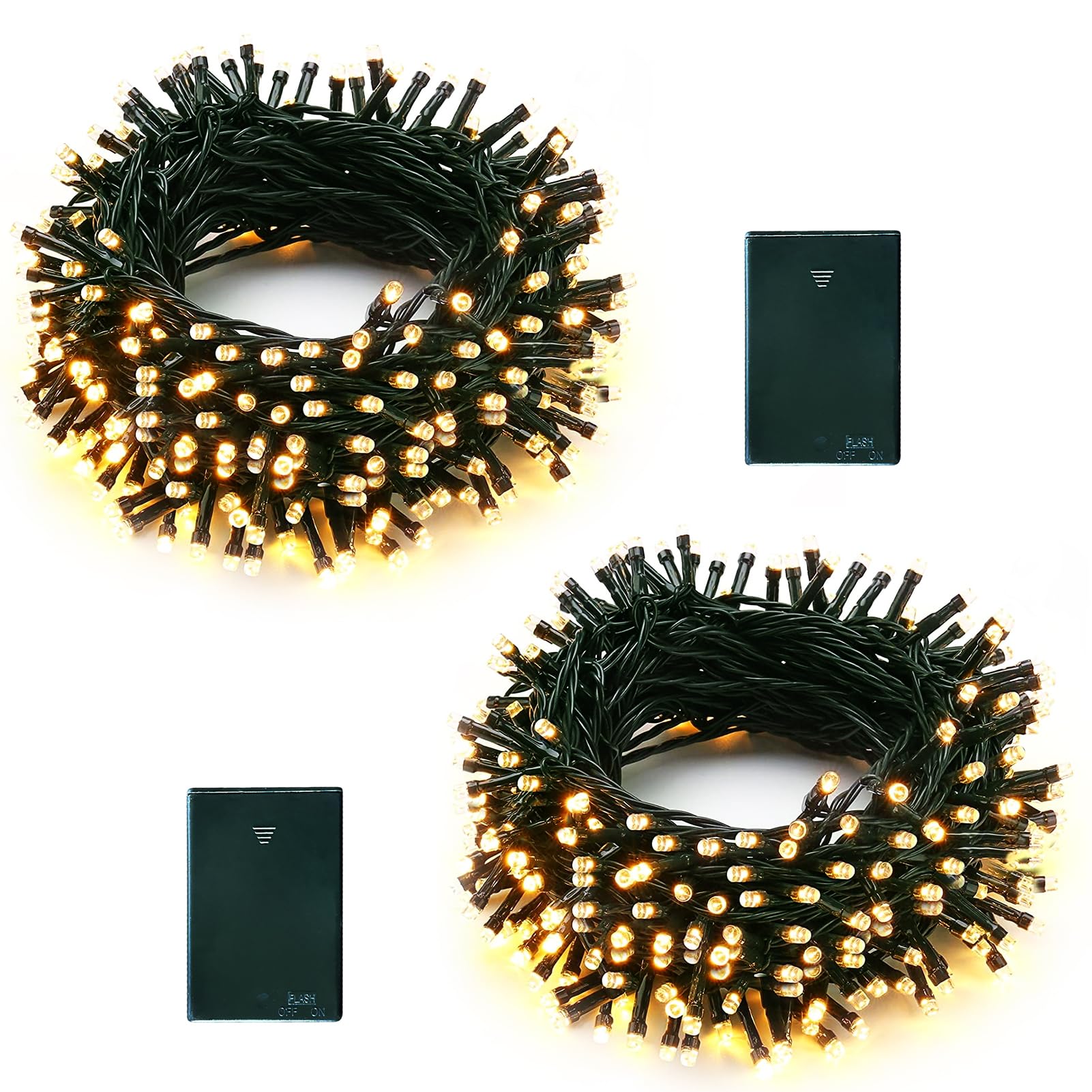 echosari 2 Pack Battery Operated String Lights, 40 LED, 13.2Ft, Warm White, Waterproof, Model SD-2P-4M40L-Gstring-WW