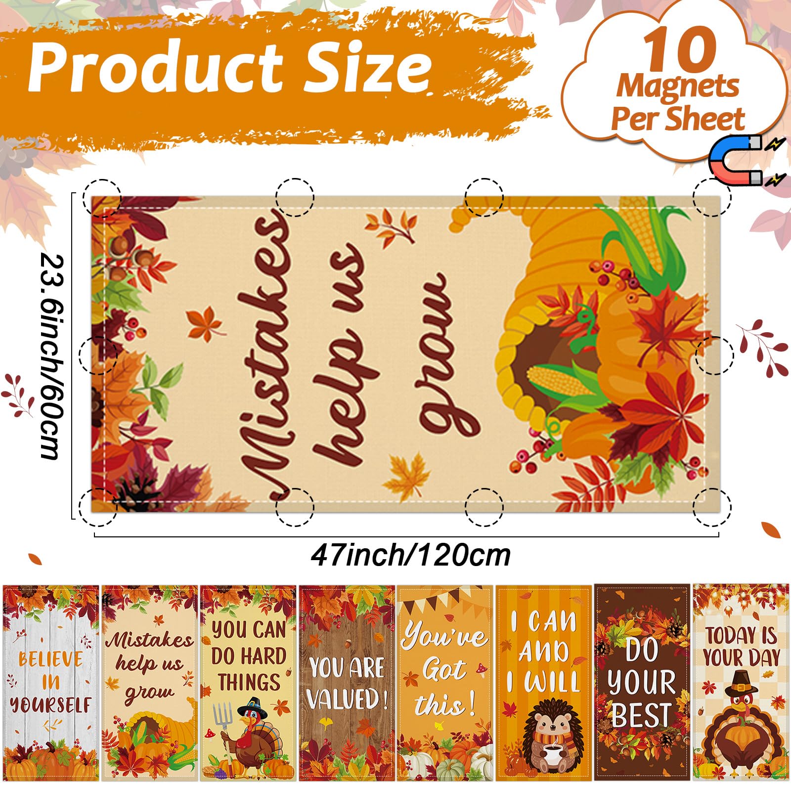 8 Pcs Fluorescent Light Covers With 80 Magnets Decorative For Classroom Ceiling Lights 4 X 2 Feet Magnetic Light Cover Filter Easy Install For Office Hospital Drop Home Ceiling Supplies (Thanksgiving)