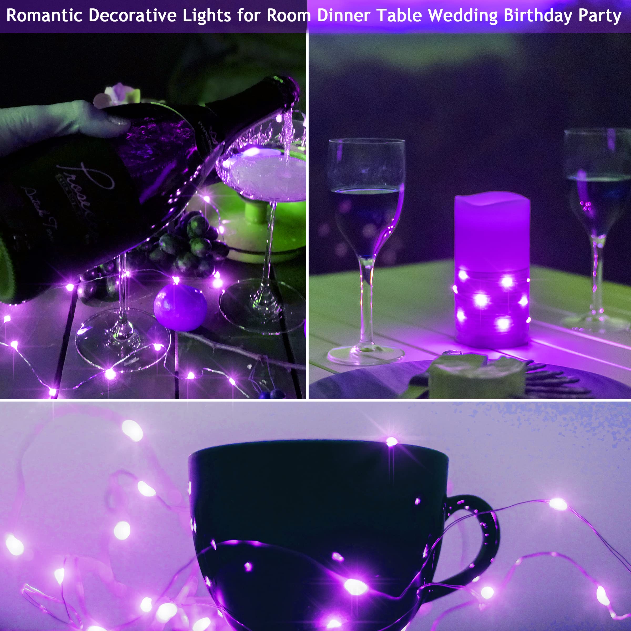 12 Packs 20 Led Wine Bottle Lights With Cork - Silver Wire Fairy String Lights Battery Operated Cork Lights For Wine Liquor Bottle,Halloween,Christmas,Birthday,Wedding Party Decor(Purple)