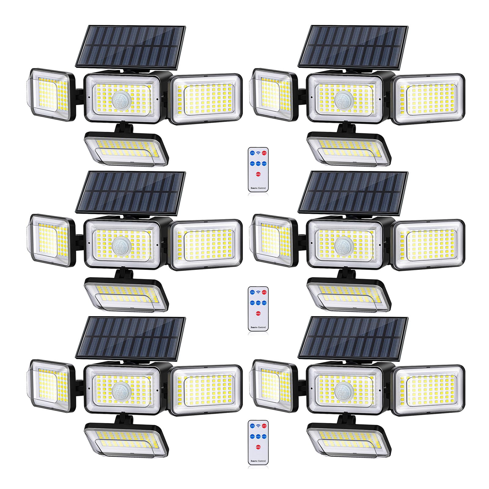 Mokot Solar Outdoor Lights, 288LED IP65 Waterproof Motion Sensor Outdoor Lights with Remote Control, 2800LM 4 Heads Solar Flood 