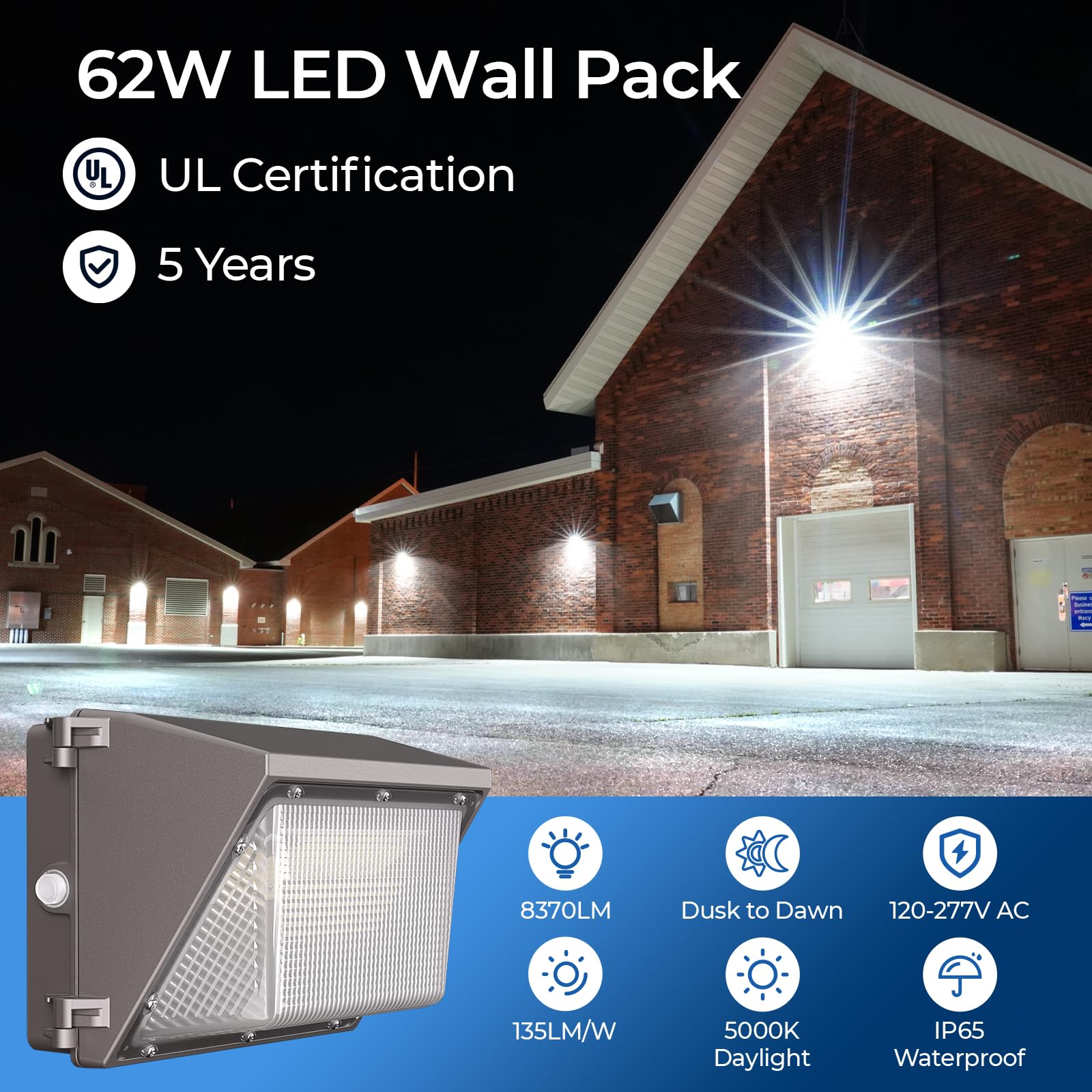 CINOTON LED Wall Pack Light 120W with Dusk-to-Dawn Sensor, 16000LM, IP65 Waterproof, Brown, Model: Wall Lights-Sensor-120W
