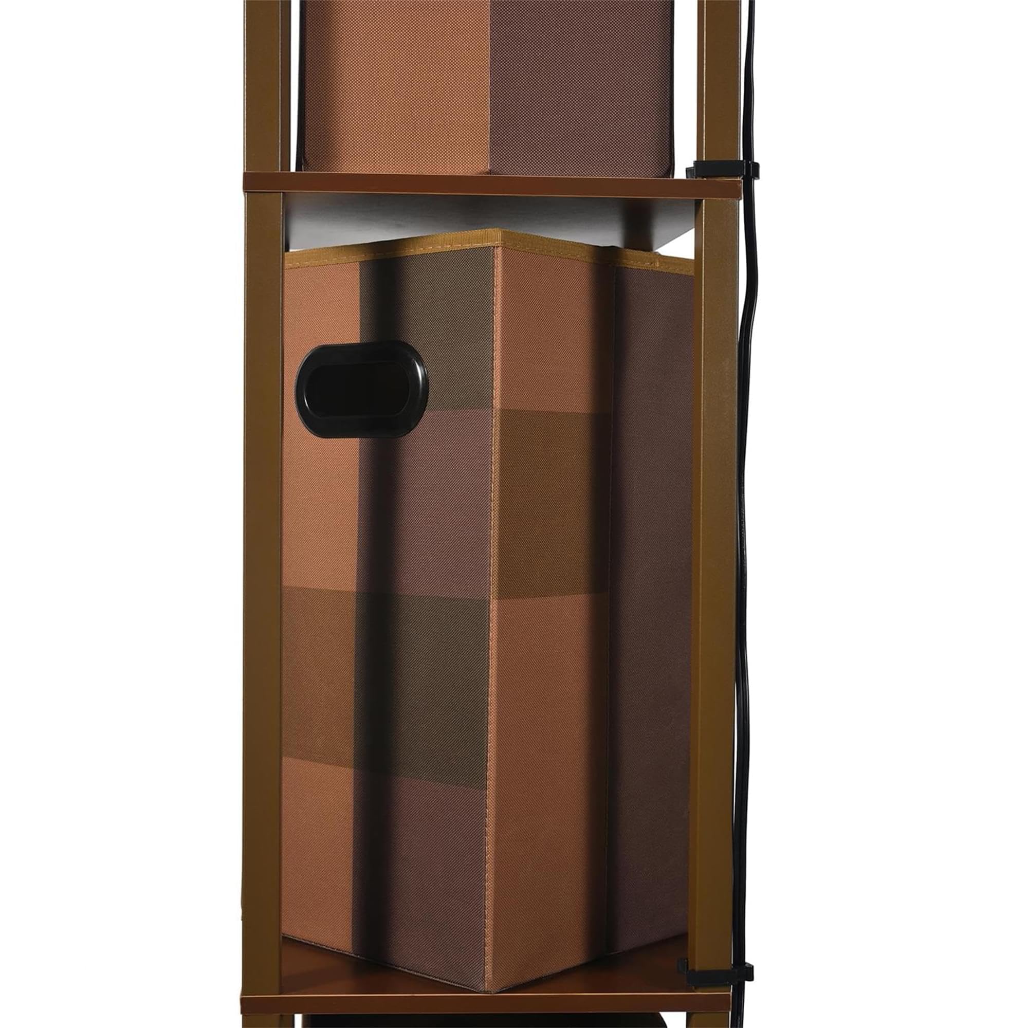 Minecraft 5-Foot Standing Floor Lamp with Storage Unit, Brown Metal, Model 16231, Includes 3 Cube Organizer Storage Bins