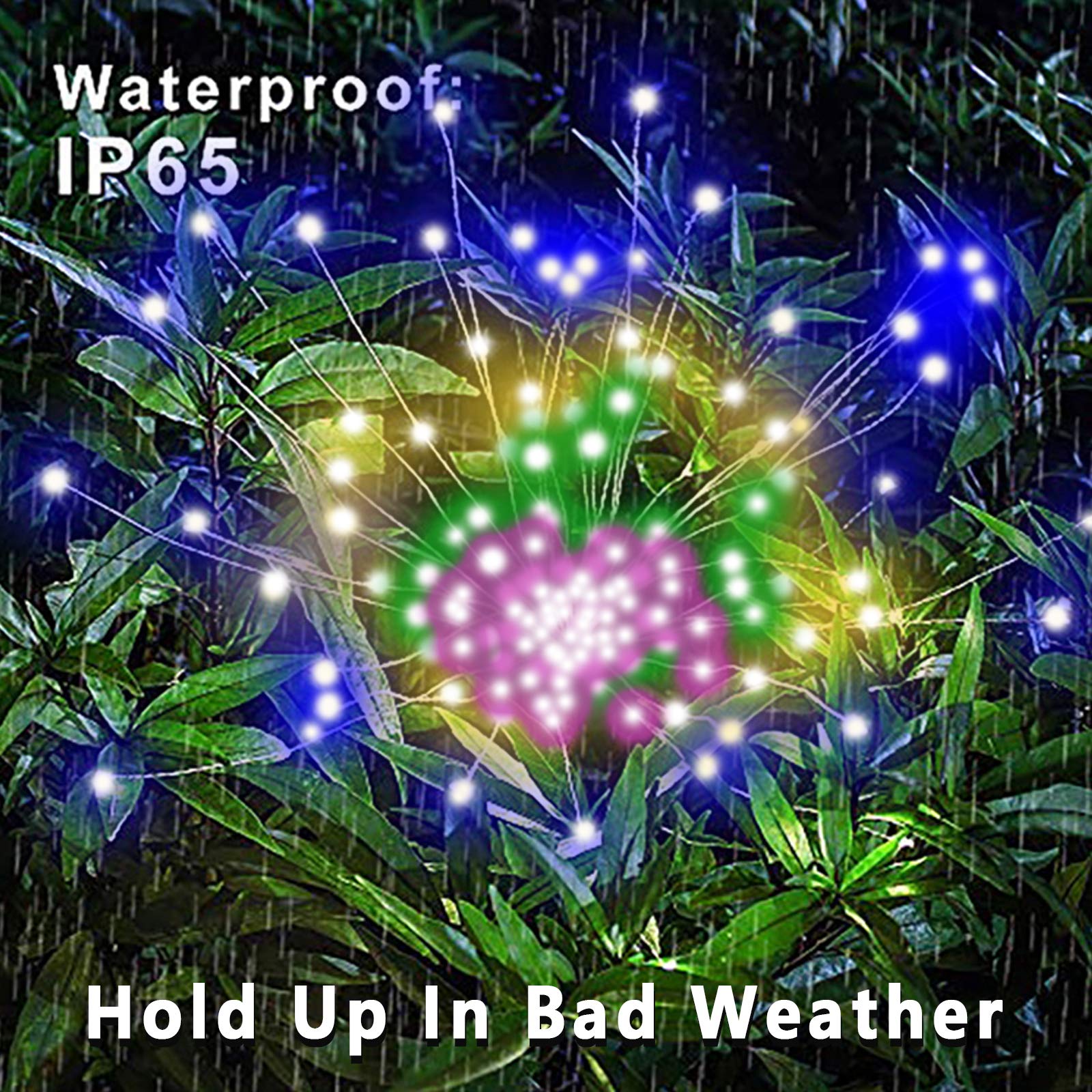 4 Pcs Solar Firework Light, Outdoor Solar Garden Decorative Lights 120 Led Powered 40 Copper Wires String Diy Landscape Light For Walkway Pathway Backyard Christmas Decoration Parties (Colorful)