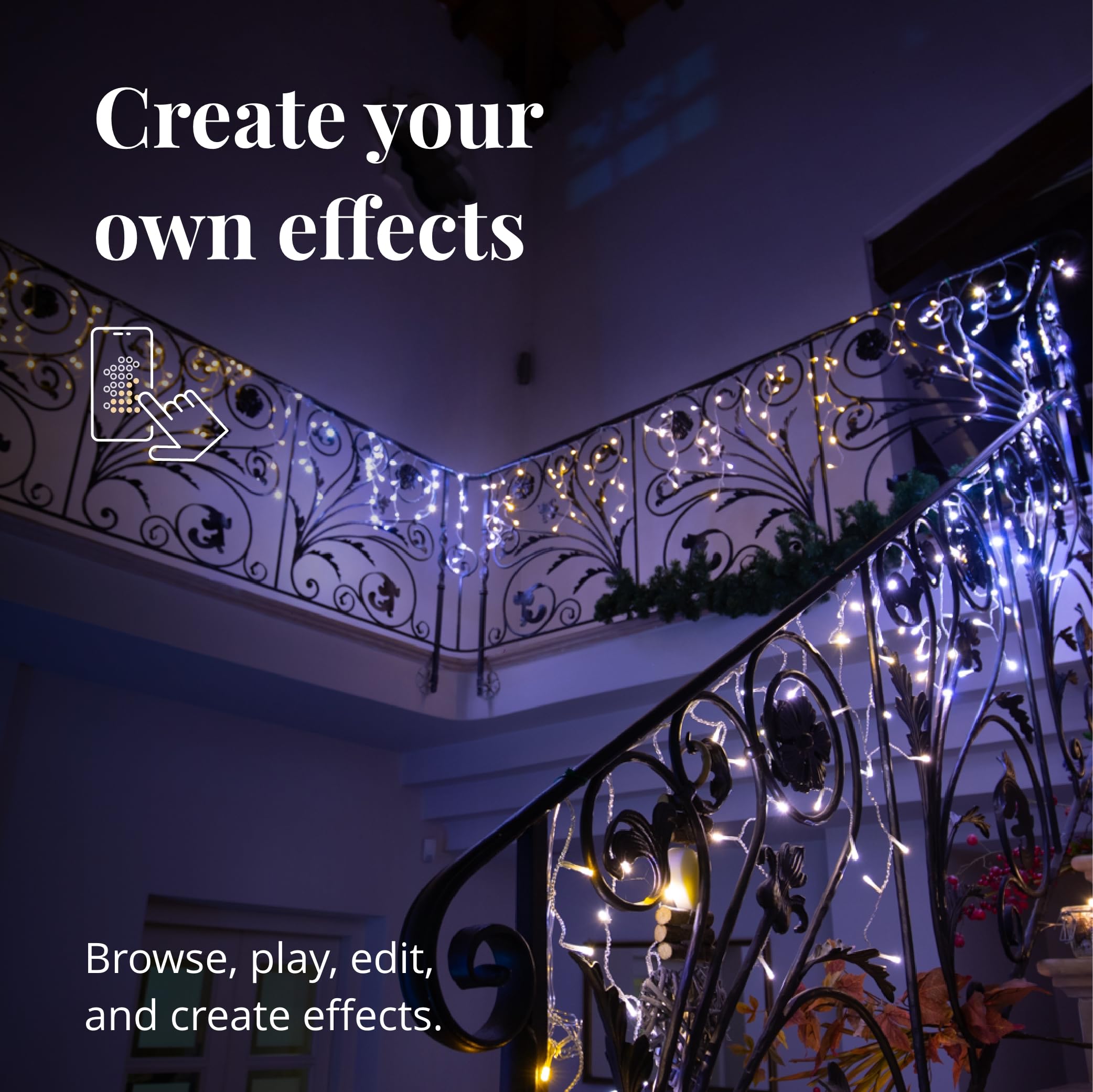 Twinkly Icicle 190 Led White, Outdoor And Indoor Led Cascade Lights, Smart Warm And Cool White Led Lights, Compatible With Alexa