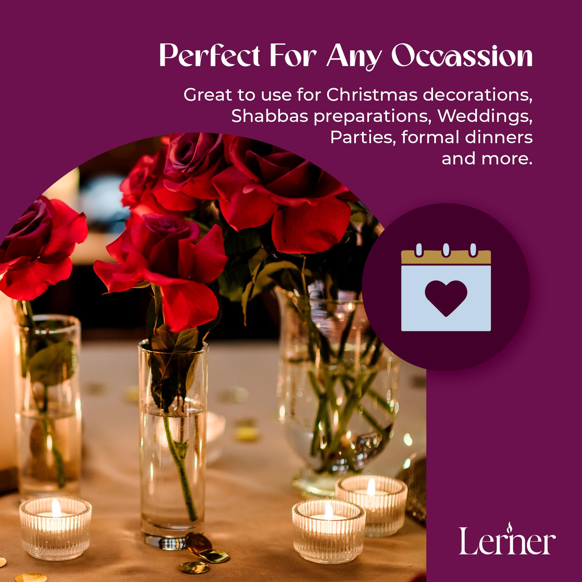 Lerner Tealight Candles In Clear Cups  100 Count| 6 Hours Long-Burning White Tea Light Candles| Non-Toxic  Smokeless & Soot-Free Tea Light Warmer Candles | Unscented Party  D?Or  Shabbat Tea Candles