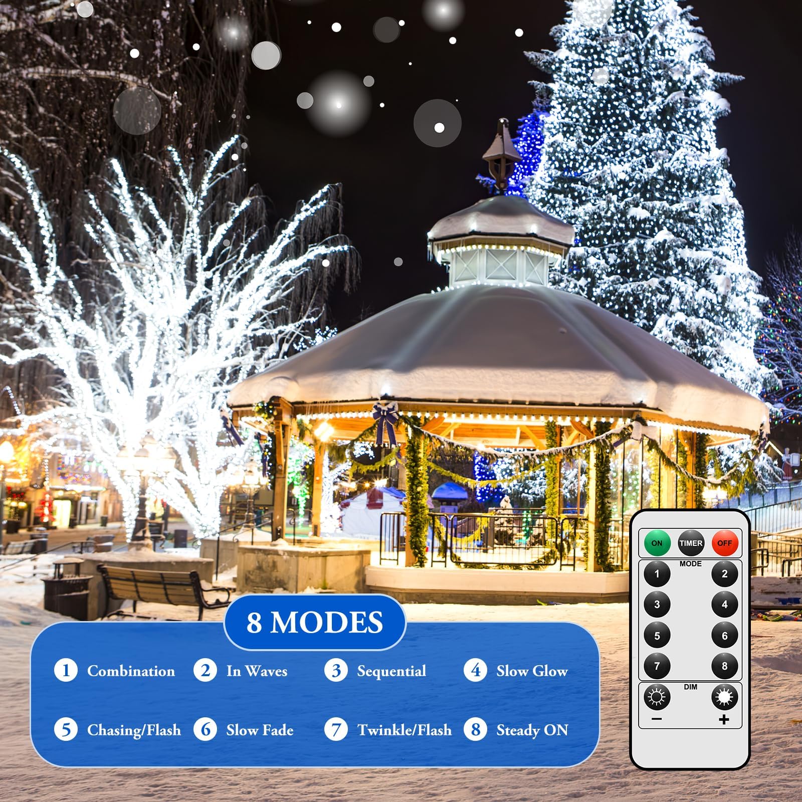 Lakumu 4-Pack 33Ft 100 Led Fairy Lights Battery Operated, Remote Control String Lights With Timer, 8 Modes Waterproof Outdoor Twinkle Lights For Bedroom Classroom Dorm Diy Christmas Party, Cool White