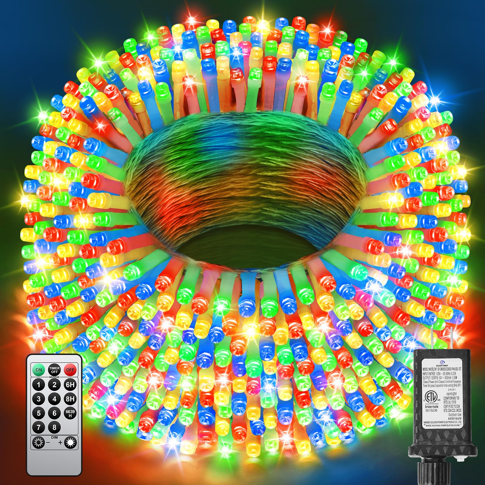 JIXXULVU 355FT 900 Christmas Lights  Extra Long Outdoor String Lights Waterproof  Timer & Memory  8 Modes Dimmable Plug in Fairy Lights for Classroom Tree Patry Holiday Indoor Decorations  Multicolor