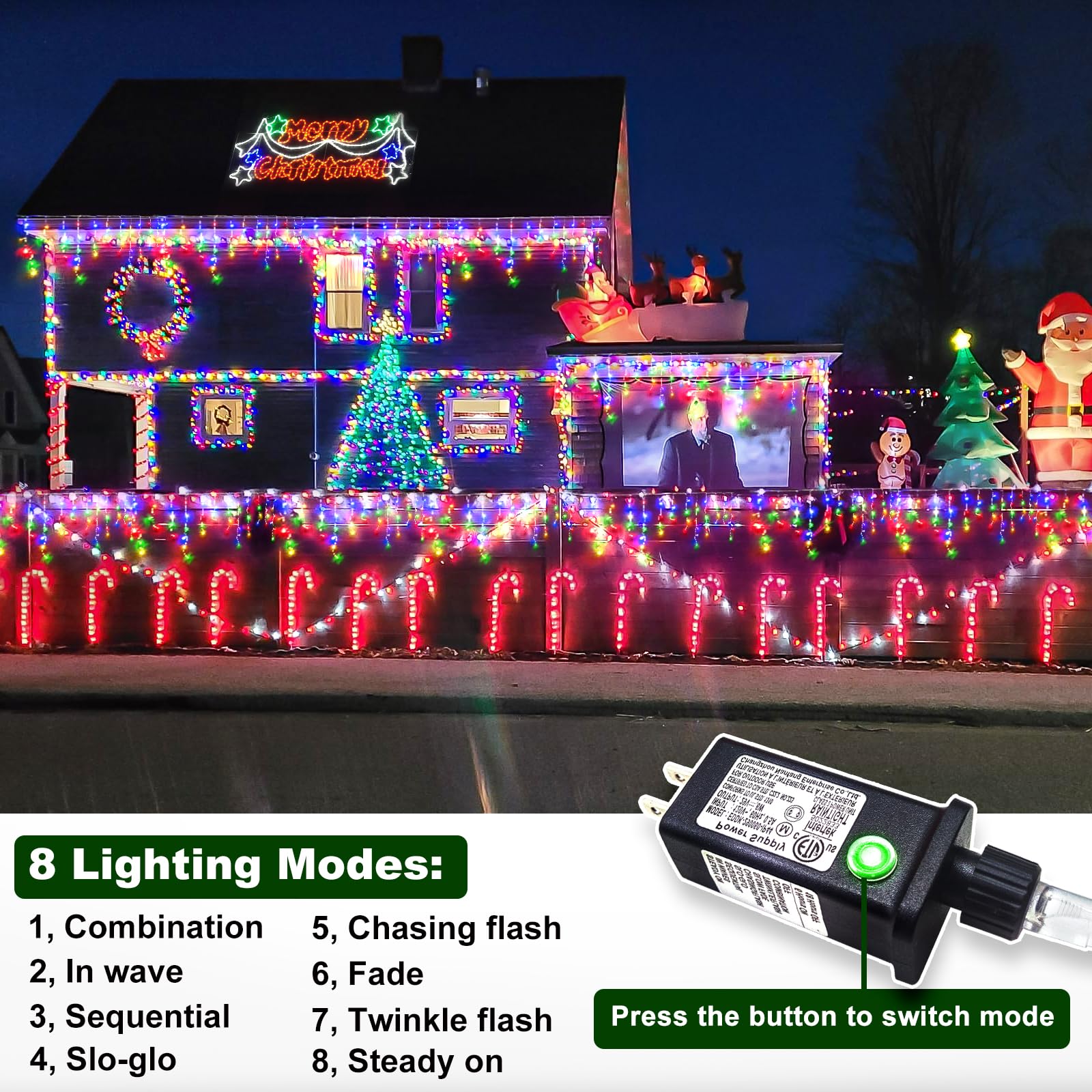 Icicle Christmas Lights Outdoor, 99Ft 1216 Led Icicle Lights For Outside, Plug In Twinkle Lights Indoor With 8 Modes Timer Water