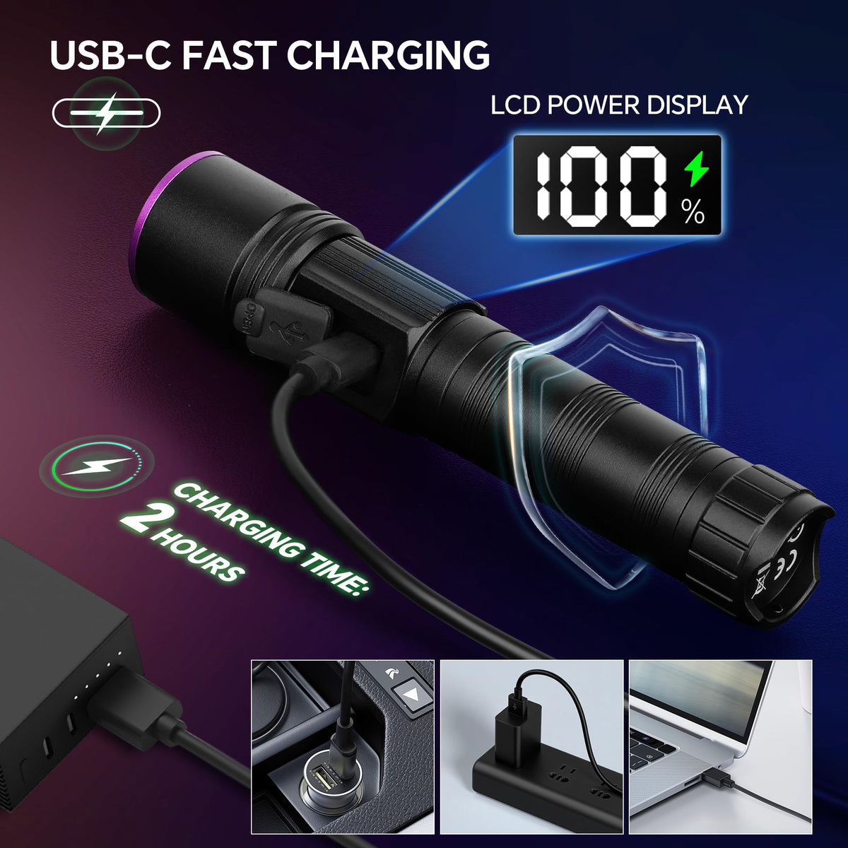 uv black light flashlight pet urine detector 365Nm Black Light Flashlight, Uv Flashlight Rechargeable With Lcd Display, Powerful Ultraviolet Lights For Pet Urine Detection, – Lightsdaddy