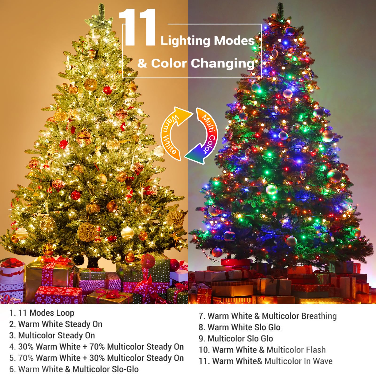 KENTA 218FT 650 LED Christmas String Lights, Remote Control, 11 Modes, Timer, Green Wire, Waterproof, Model MTX-33-NB