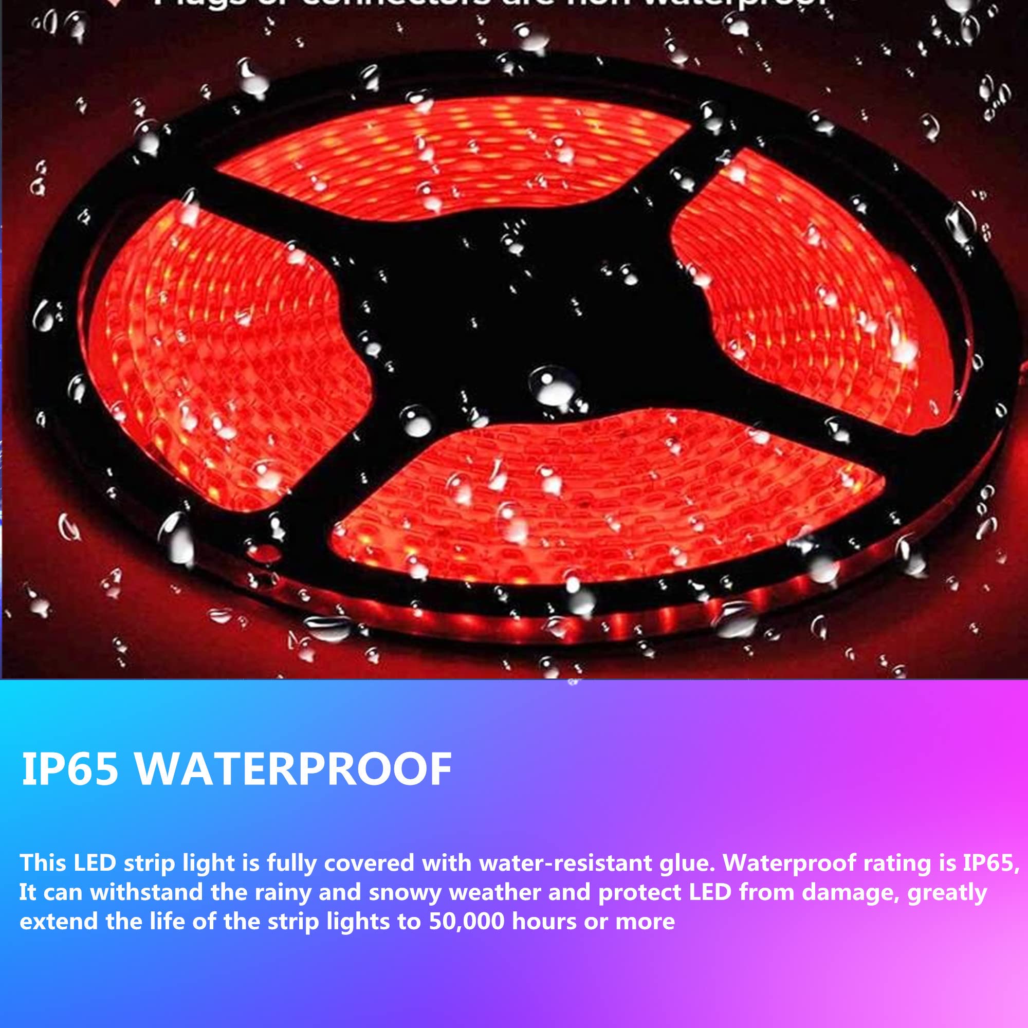 HOKIION Pontoon LED Boat Lights, Waterproof 20FT Strip, Under Gunnel & Deck Lighting, Model HK3273TEJFRHD, Red