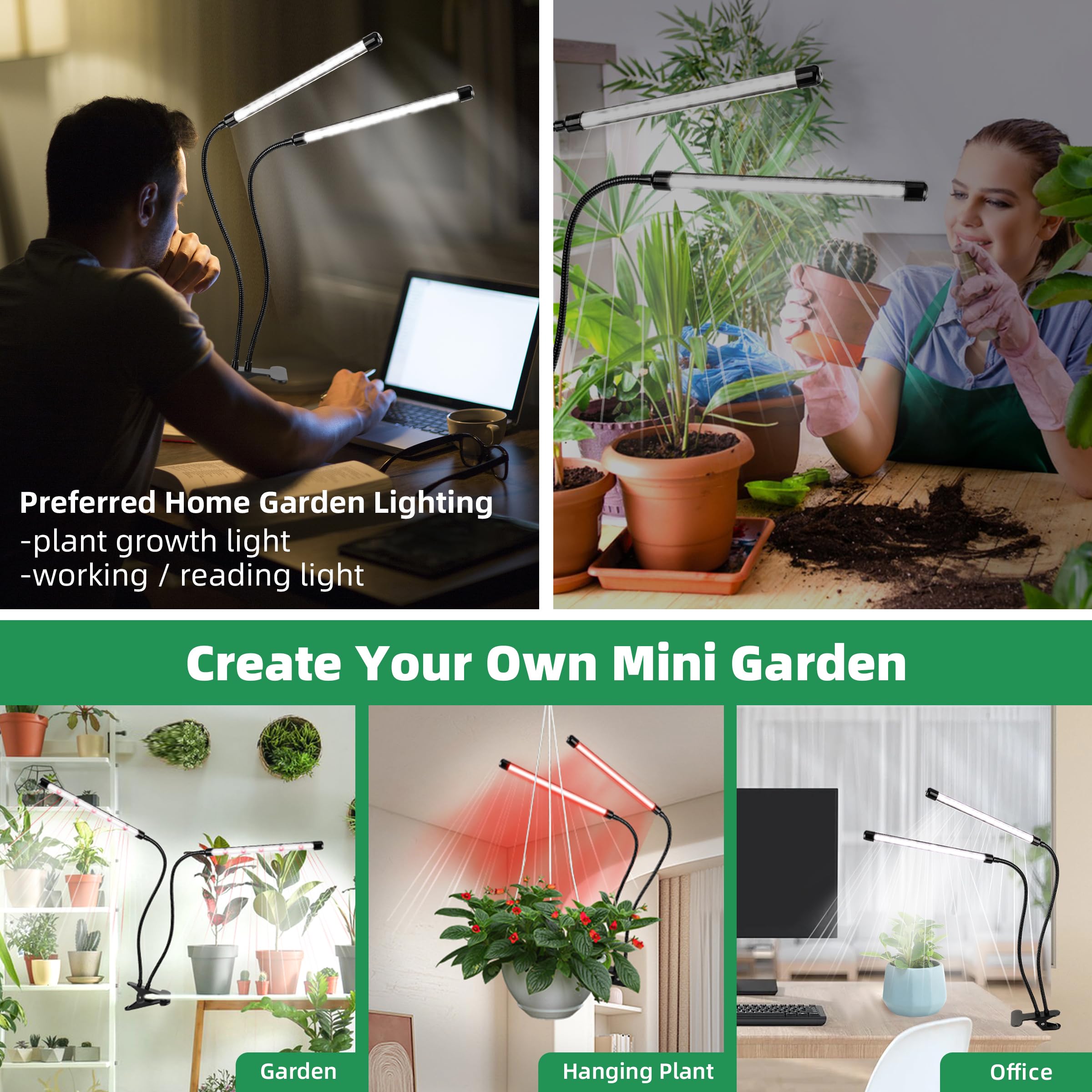 EWPJDK 6500K Full Spectrum Grow Light - 84 LED Indoor Plant Lamp, Black, Model LIGHT-01, Clip-On Design