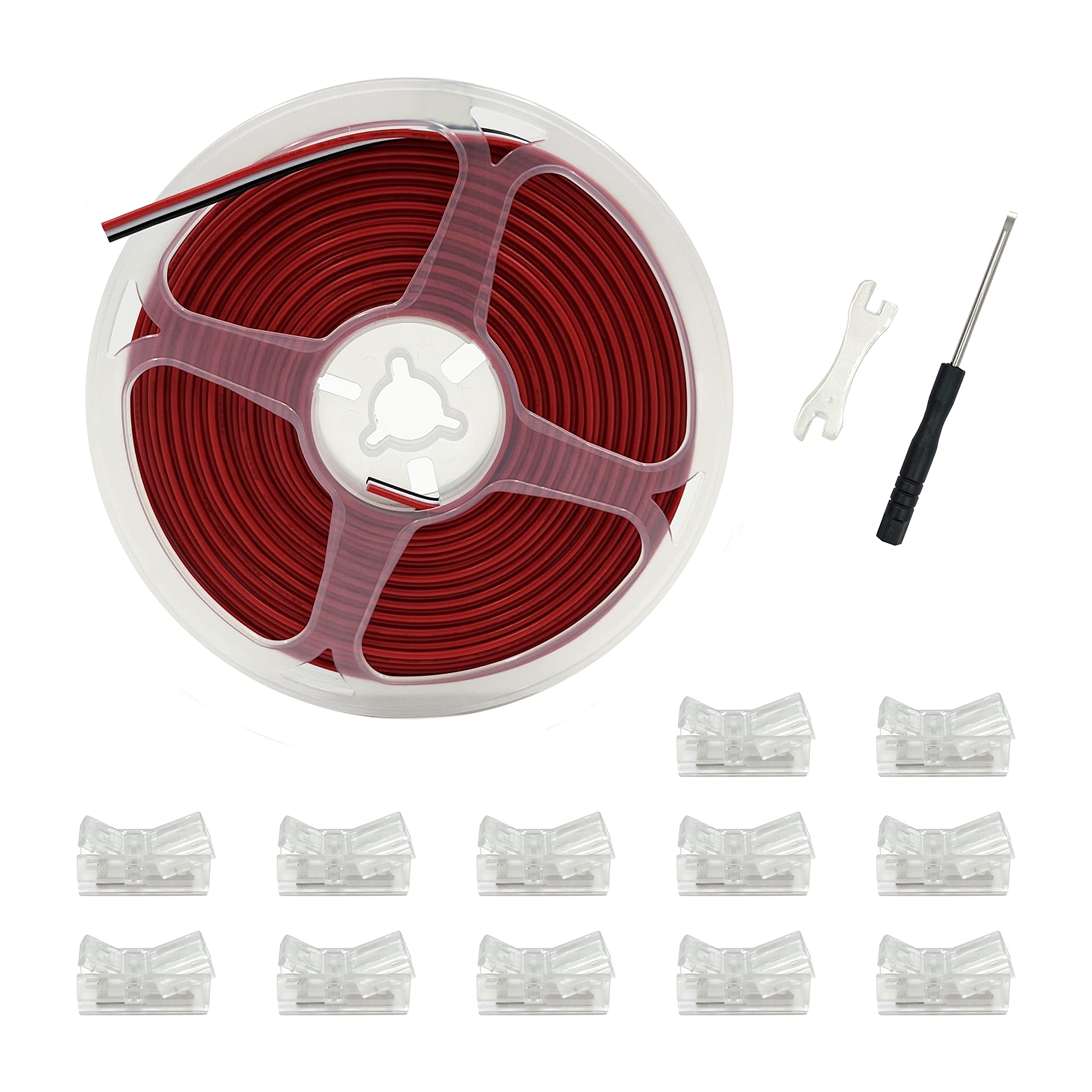 HAMRVL 12 Packs 3 Pin Led Light Connectors for WS2812B WS2811 RGB Led Strip 10mm, Solderless Transparent LED Strip to Wire Conne