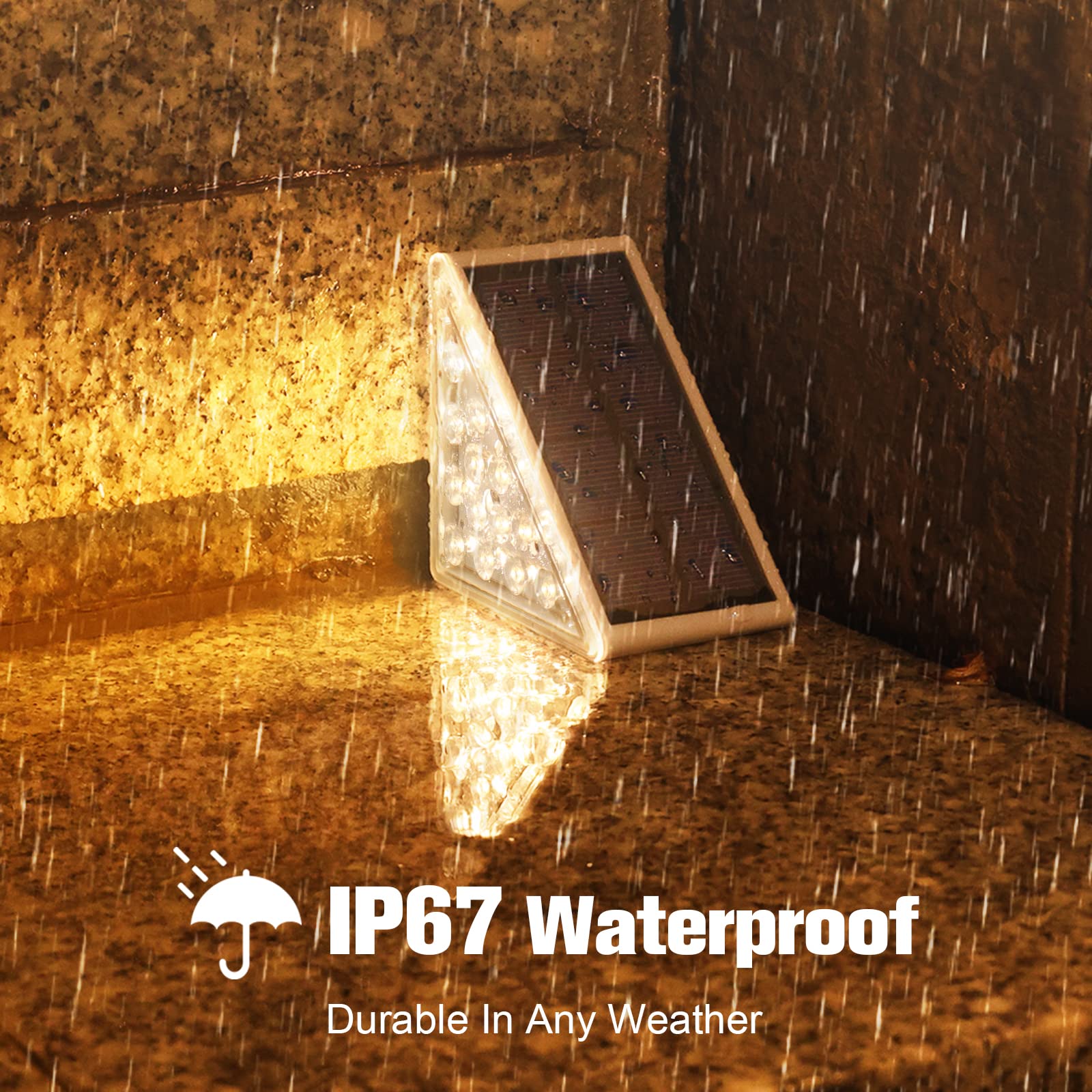 VOLISUN Outdoor Stair Lights, Solar Step Lights, IP67 Waterproof, 80 Lumen, 12 Pack, Warm White, Model 21159ZM