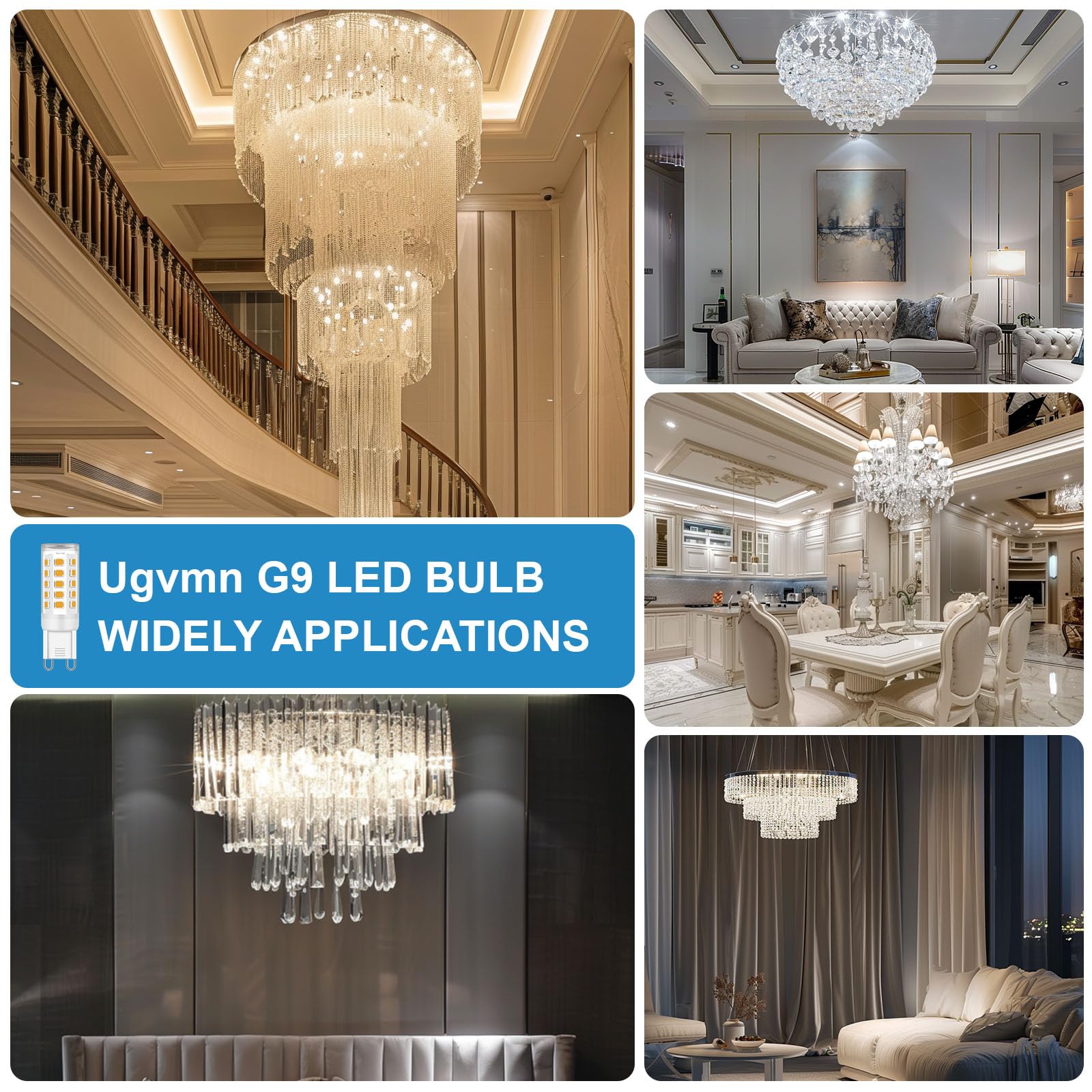 Ugvmn G9 Led Bulb Bi Pin Base 40W Halogen Equivalent Bulbs, 4000K Natural White T4 G9 Led Llight Bulbs For Chandelier, 10 Pack